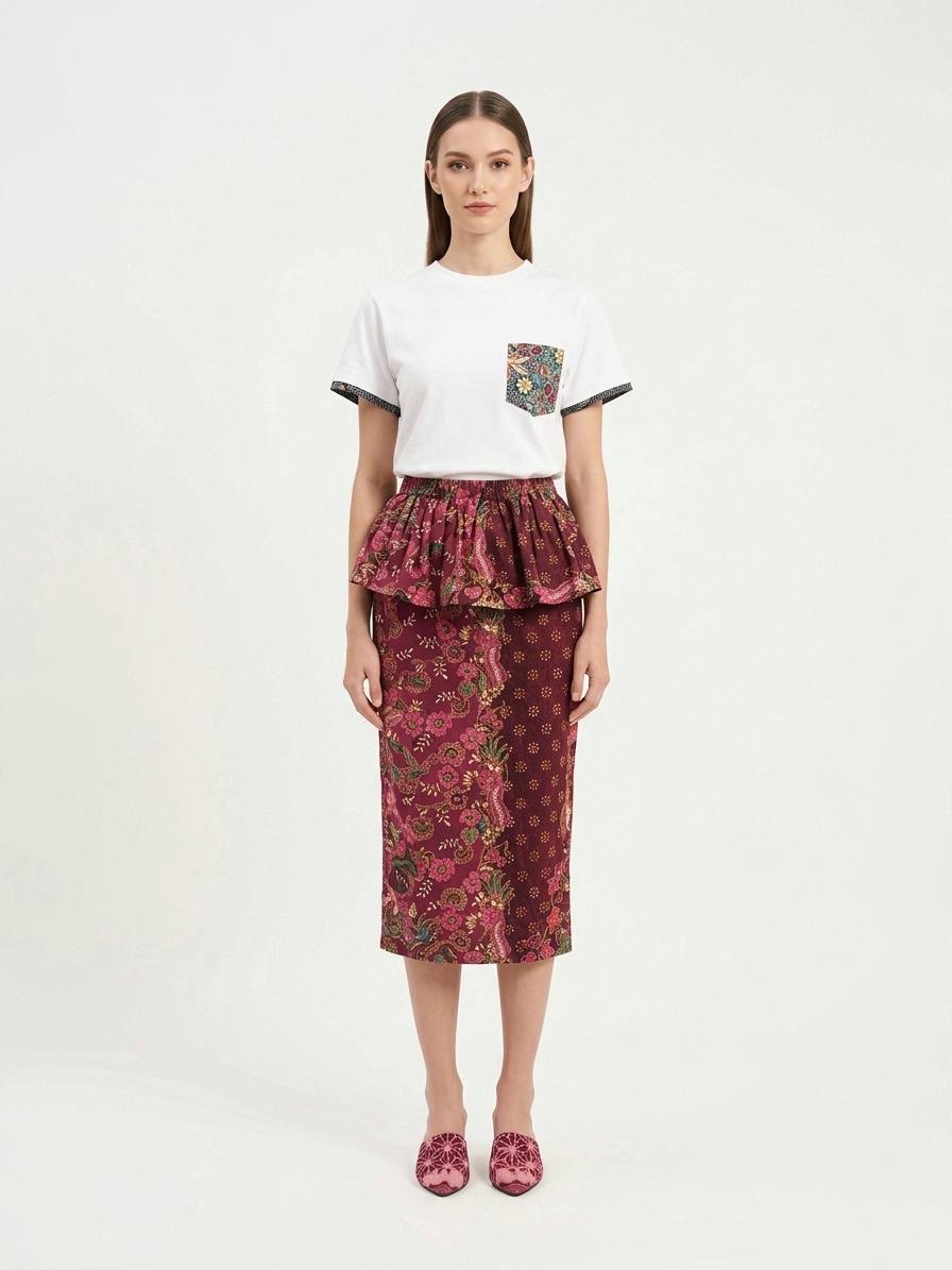 T8066 - Melur Peplum Batik Skirt