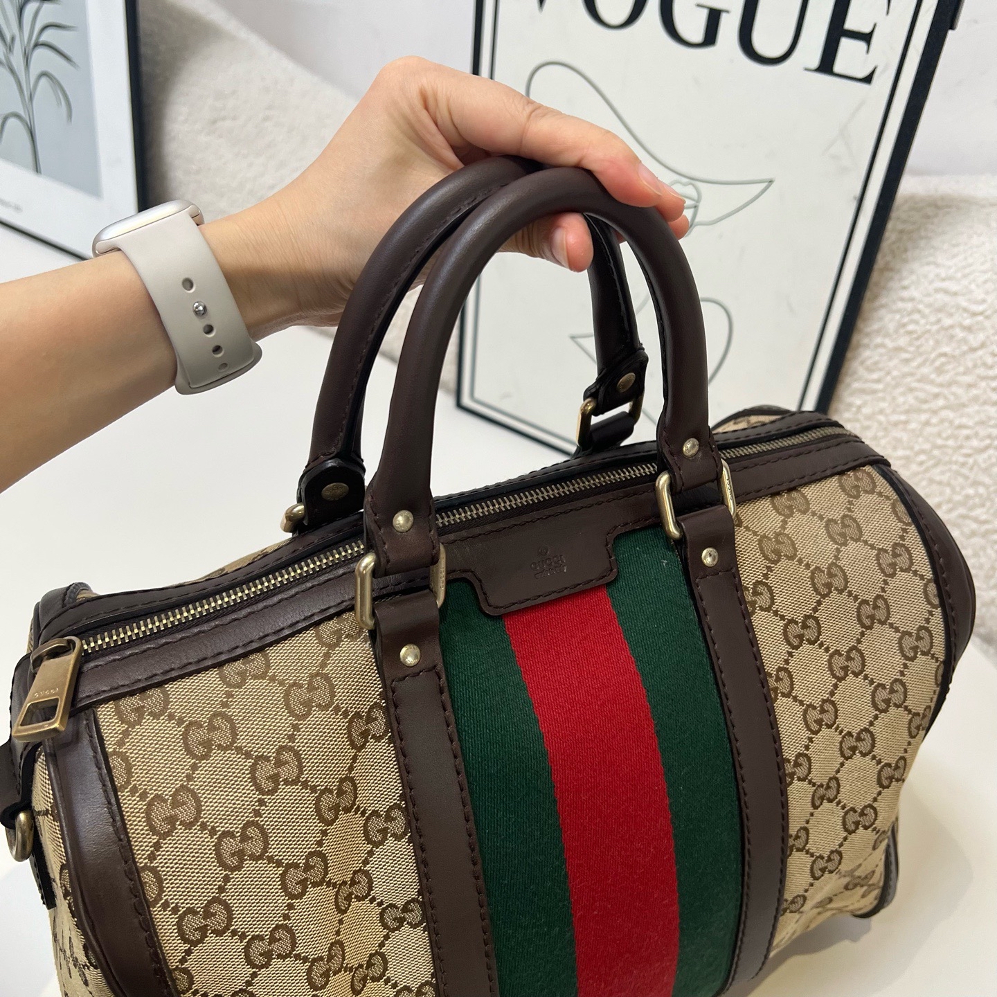 【預訂貨品】gucci 老花帆布波士頓包