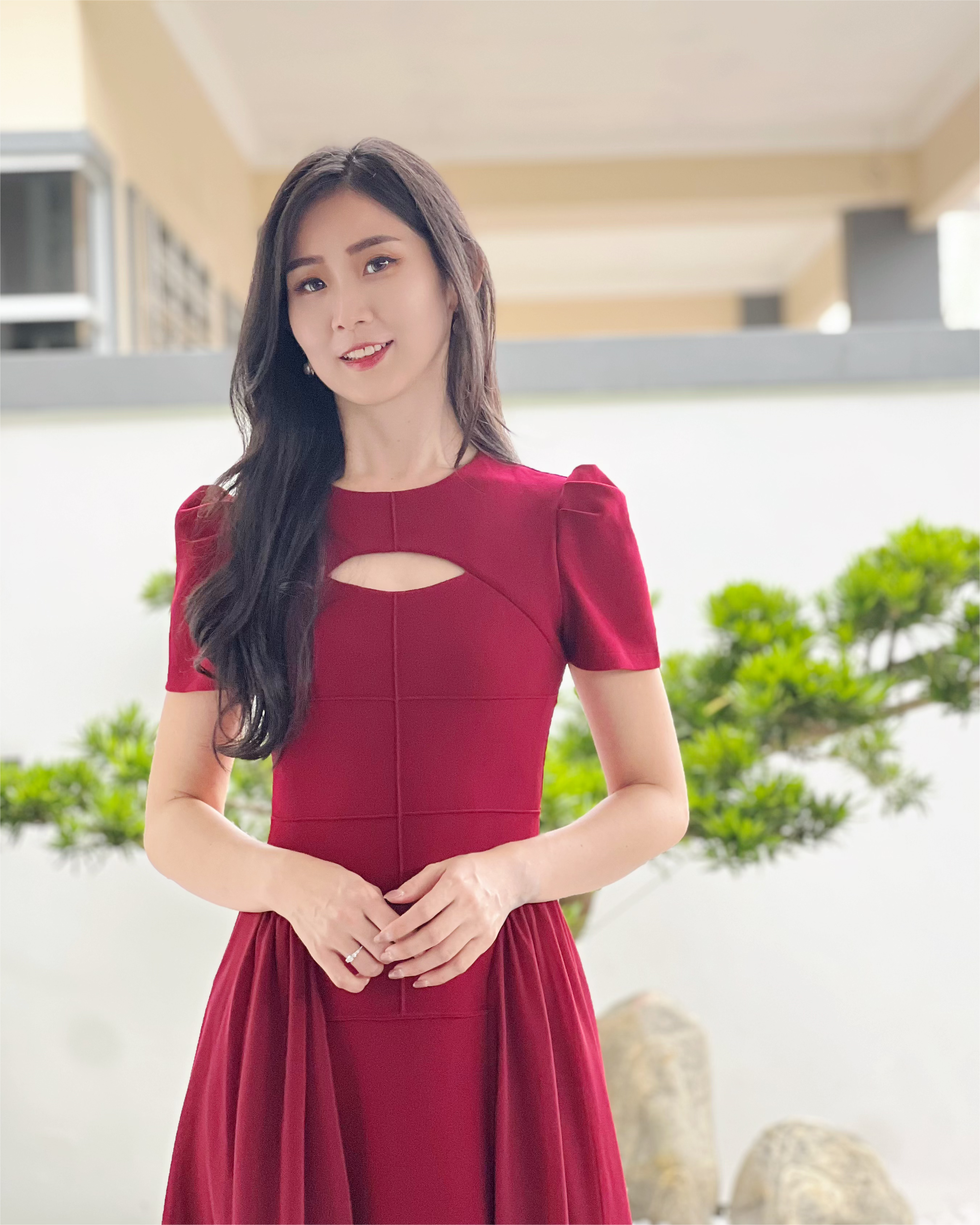 5052 Midnight Princess Silhouette Midi Dress -Maroon