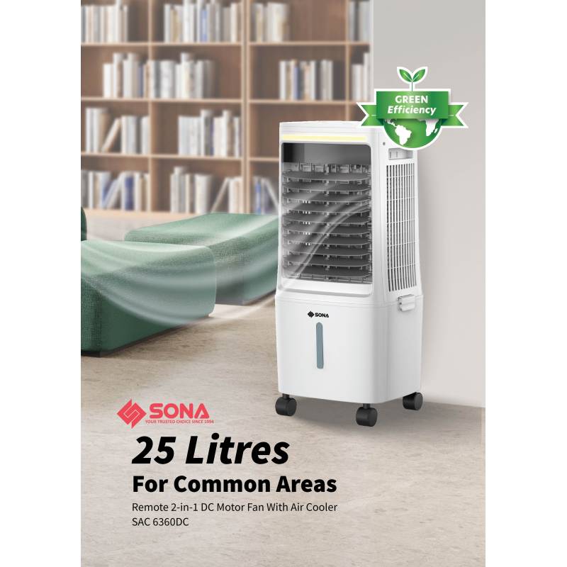 SONA Remote 2-in-1 DC Motor Fan With Air Cooler SAC 6360DC