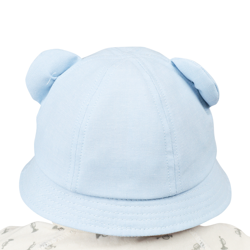 🇯🇵預訂 日本直送🇯🇵日本製藍色立體熊耳朵條紋嬰幼兒帽防UV