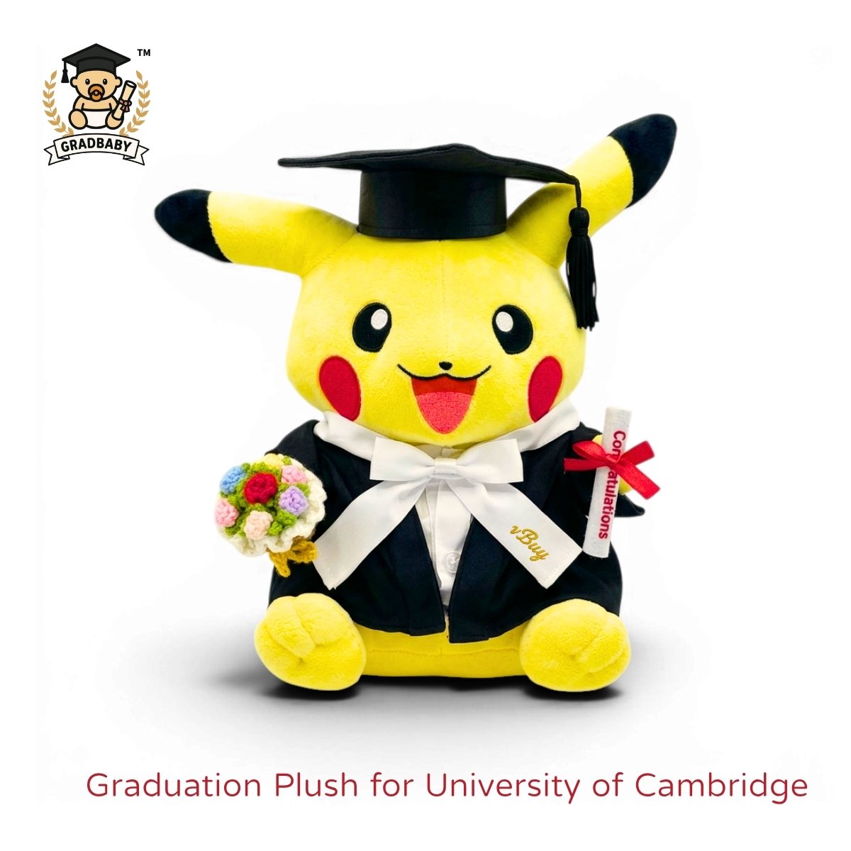 比卡超劍橋大學畢業公仔 可加名 Pokémon Pikachu Cambridge University 畢業禮物 正版香港現貨