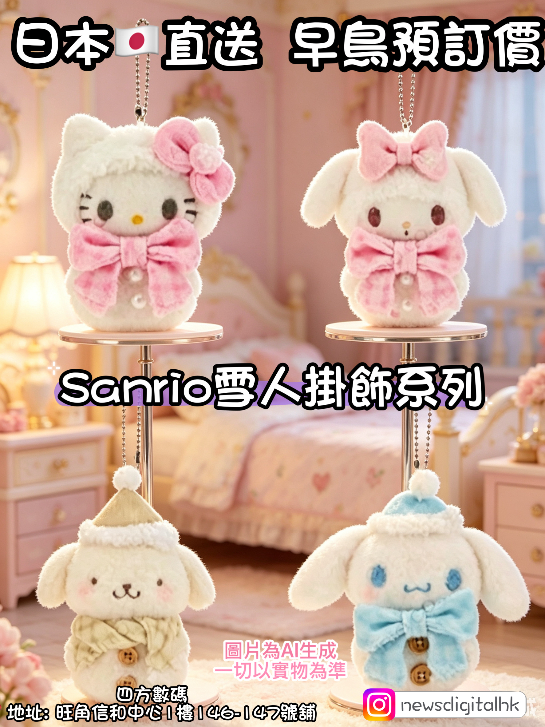 ［11月中到貨] 早鳥預訂價Sanrio雪人掛飾系列