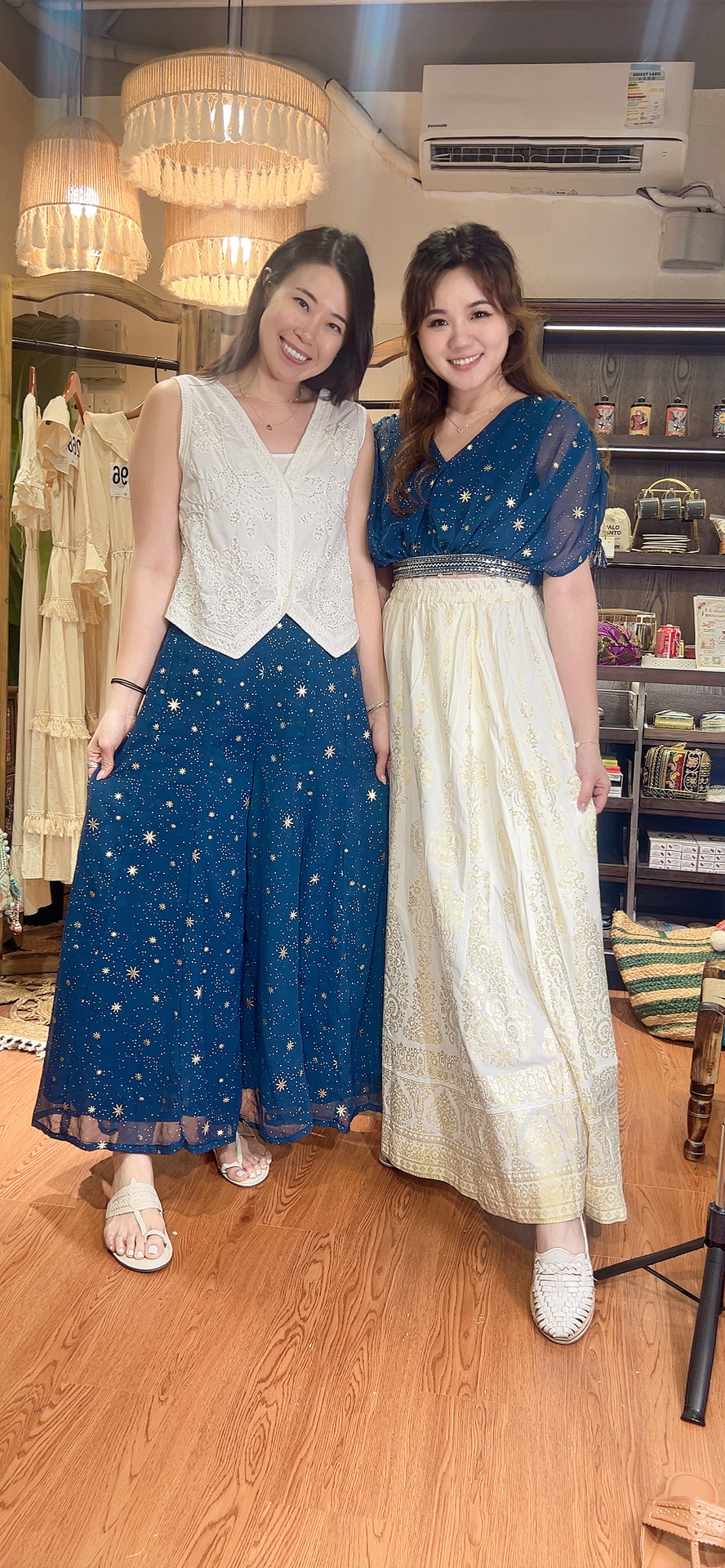 2711 Navy Blue Galaxy Chiffon Pants 37"