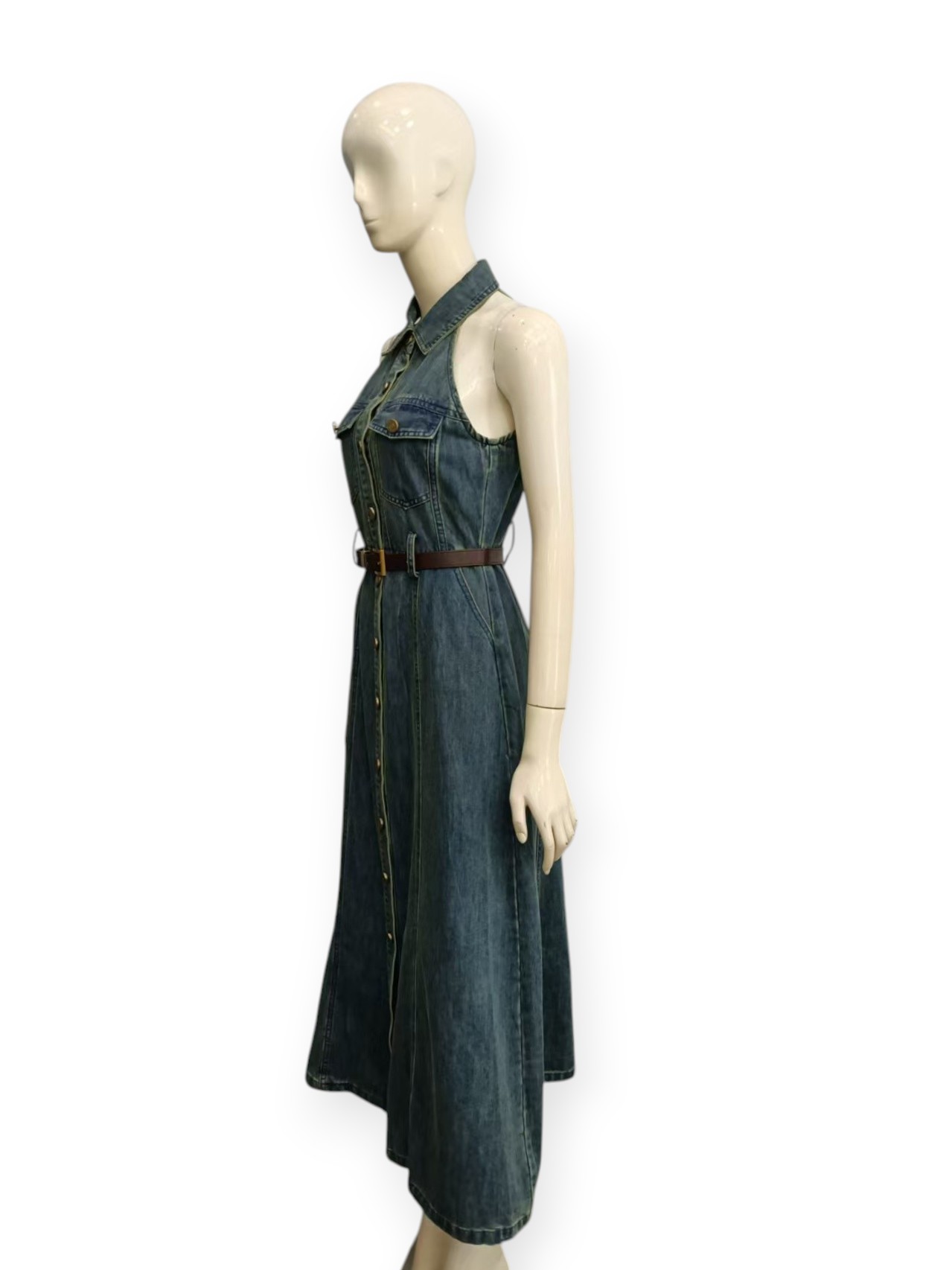 Halter Denim Midi Dress M237