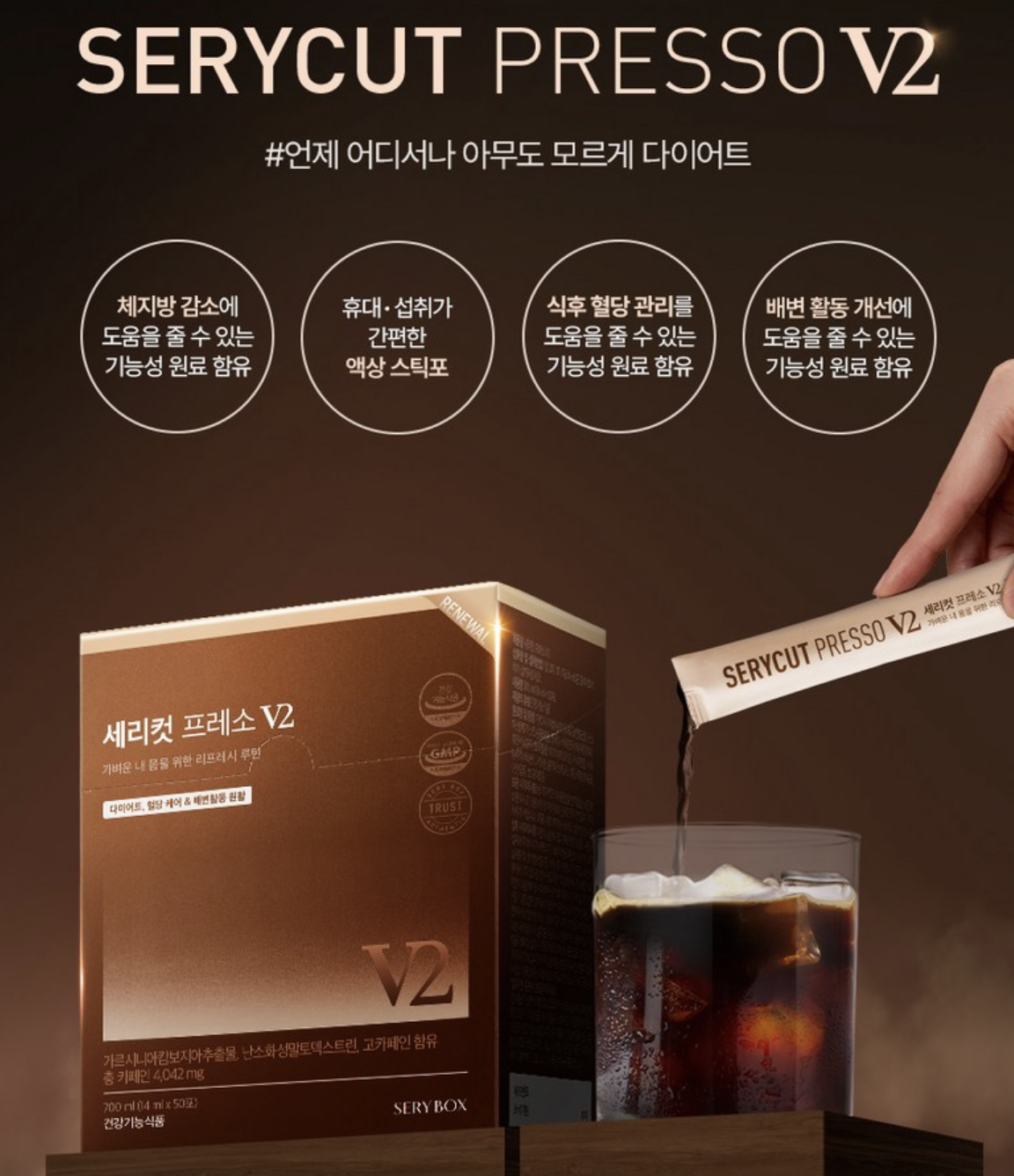 韓國 SERYBURN  藤黃果減脂咖啡 50條 / 盒｜SERYCUT PRESSO V2