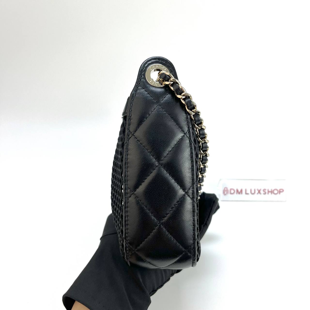 Chanel 25S Mesh & Lambskin Clutch w/ Chain GHW (Microchip)
