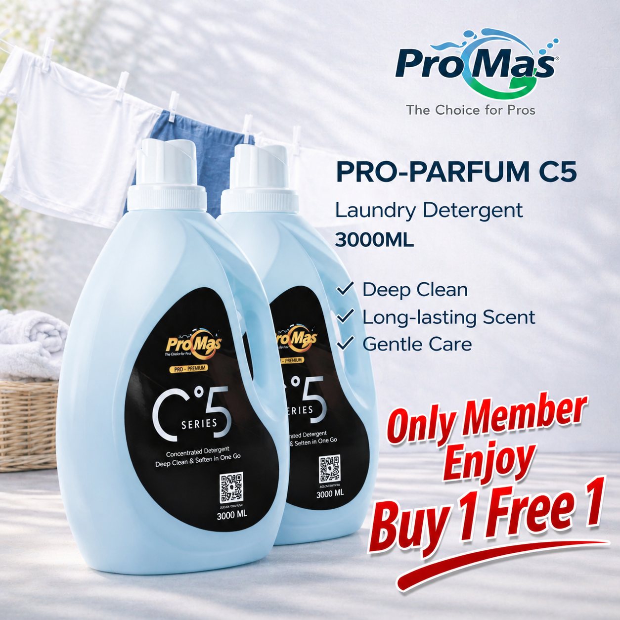 Pro-Parfum Detergent (C'5) 3000ML  (Only Member Enjoy Buy 1 Get 1 Free) – Total 6000ML 