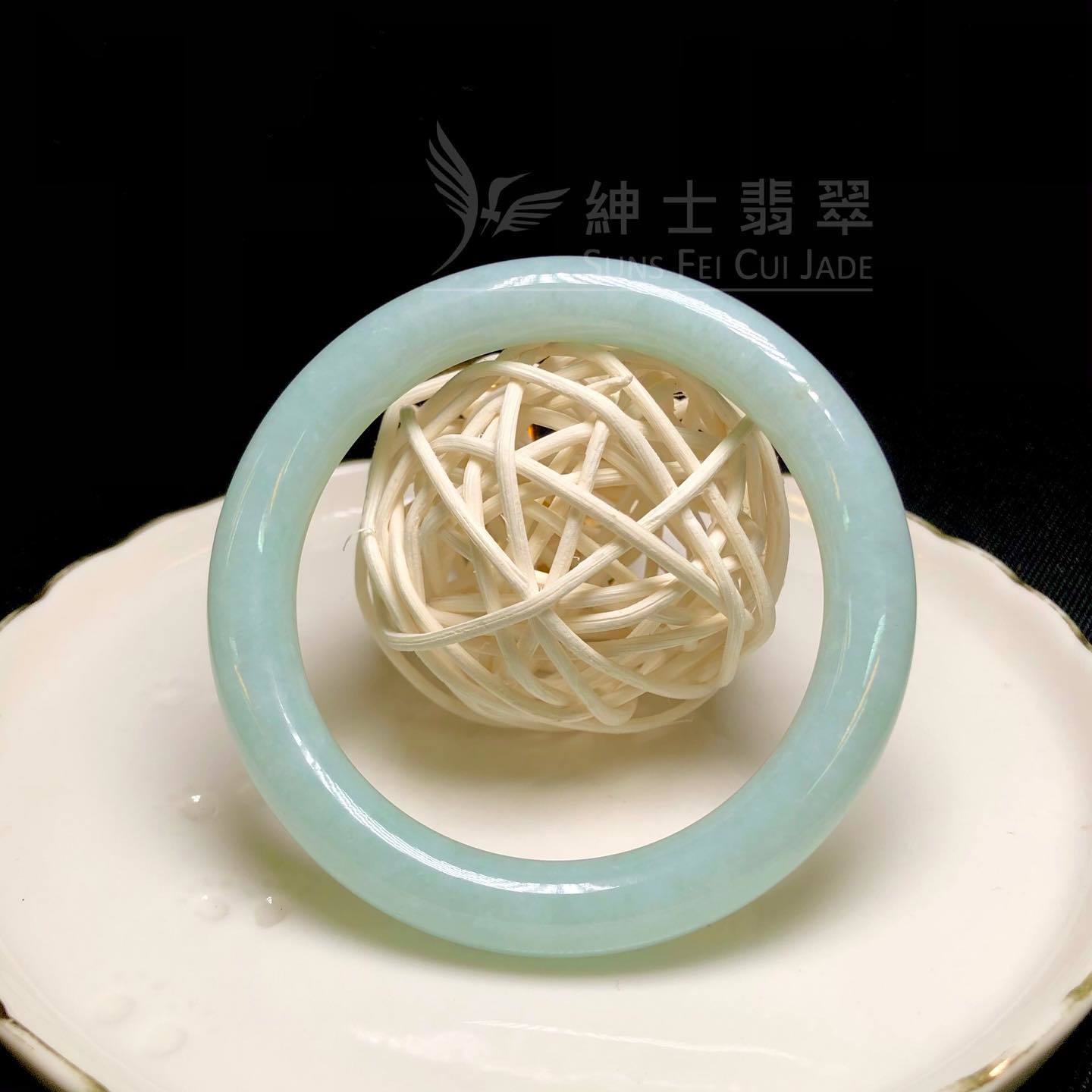 滿色蘋果綠翡翠圓鐲54.3mm