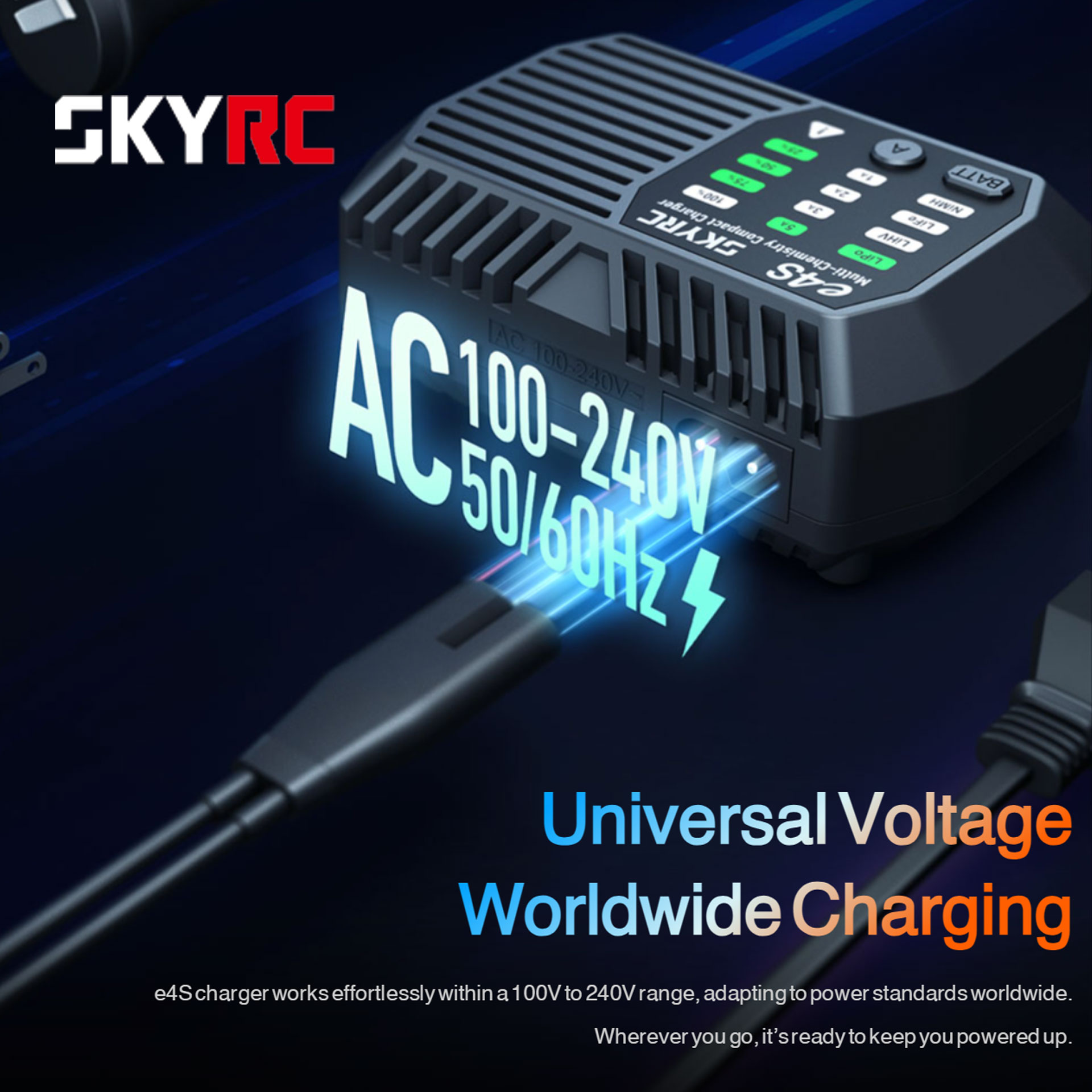 全新 SKYRC s4S 鋰電池和鎳氫電池通用充電器 | 簡單設定易用 | 可充 LiHv / LiPo / LiFe / Lilon / NiMH / NiCd | 英規8字電源線輸入 | 60W輸出