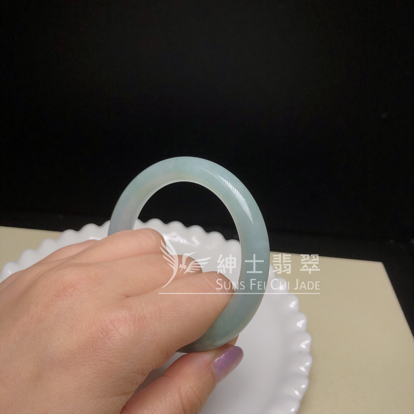 大馬坎水石淡綠福鐲52.4  C06268