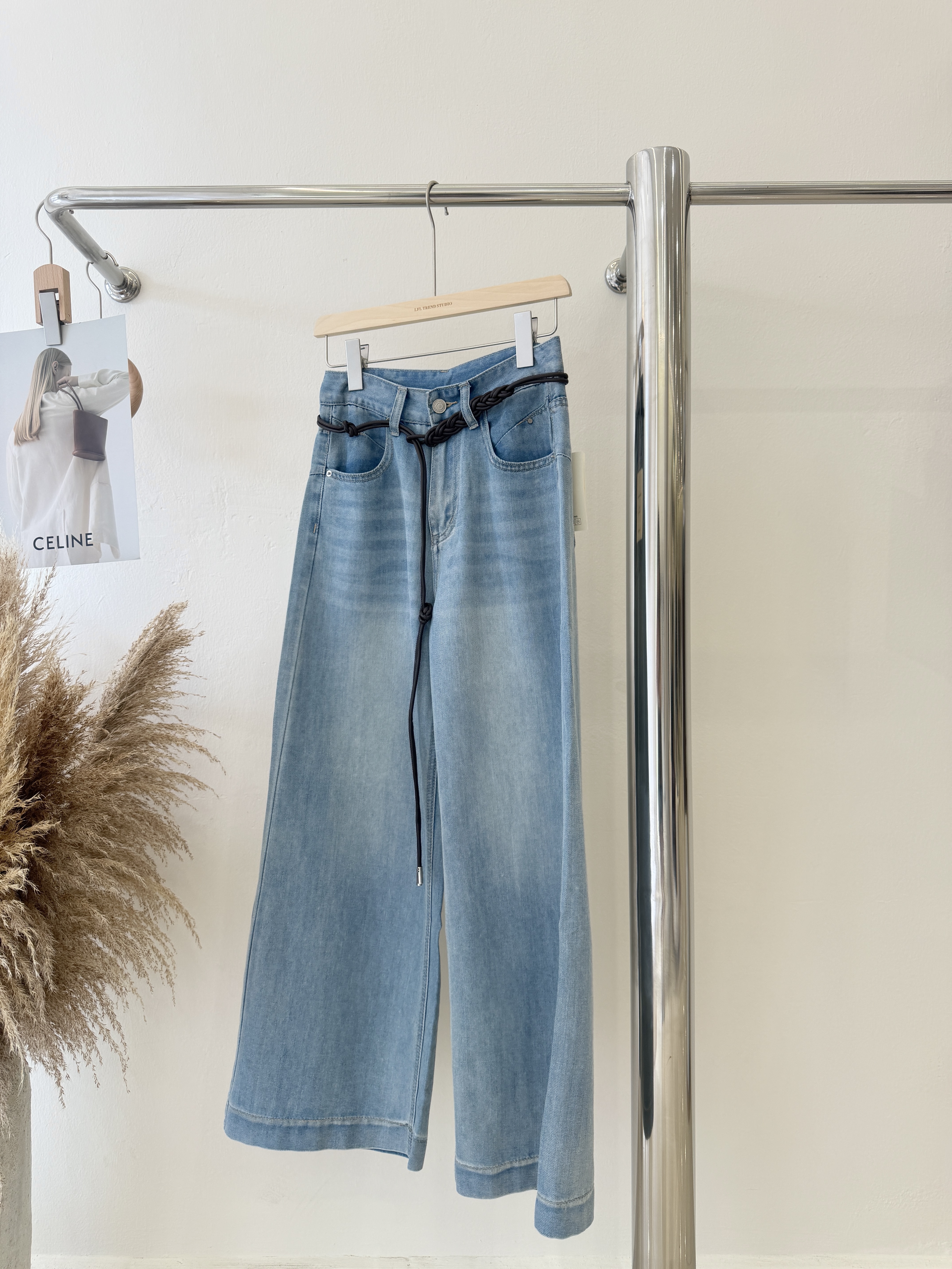 6274 爆款牛仔阔腿裤(送腰带)