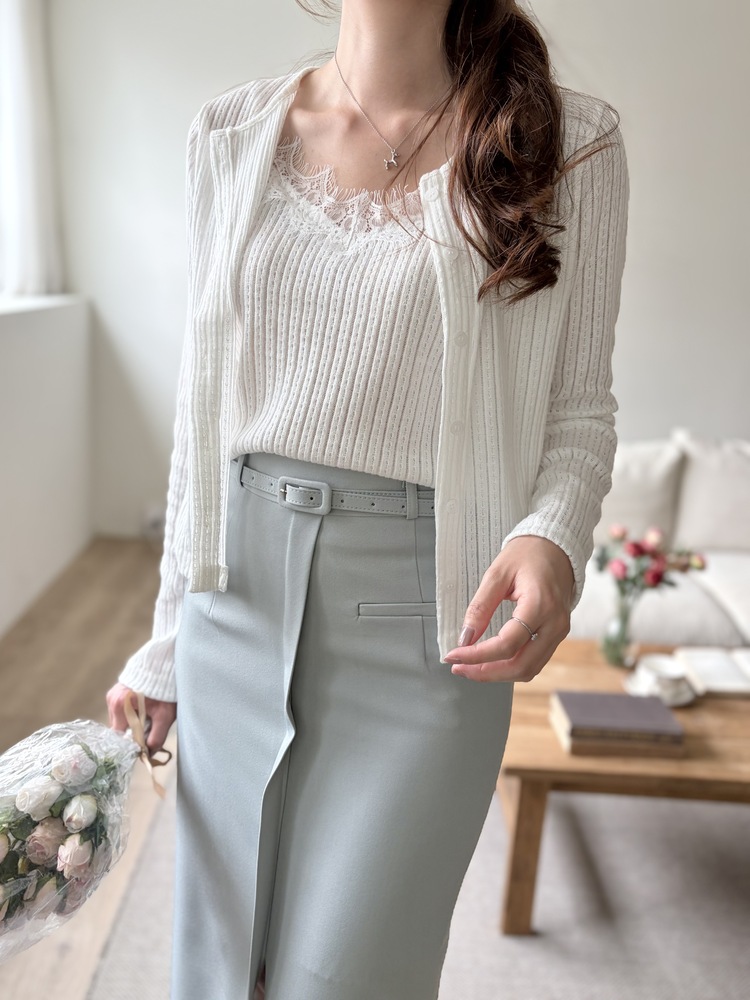 [假兩件] Lumiere Lace Layered Top (White)