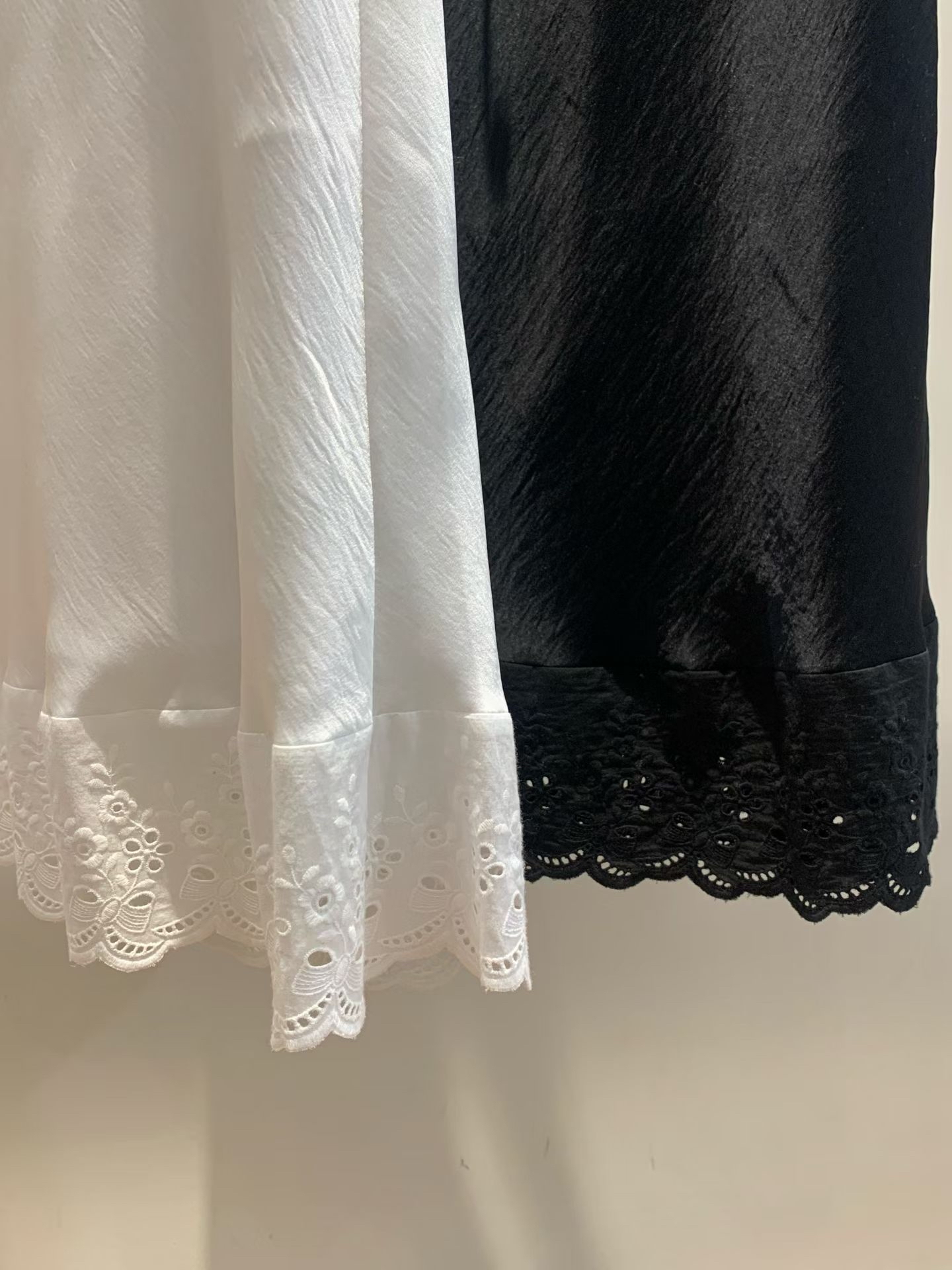 Embossed satin lace long skirt