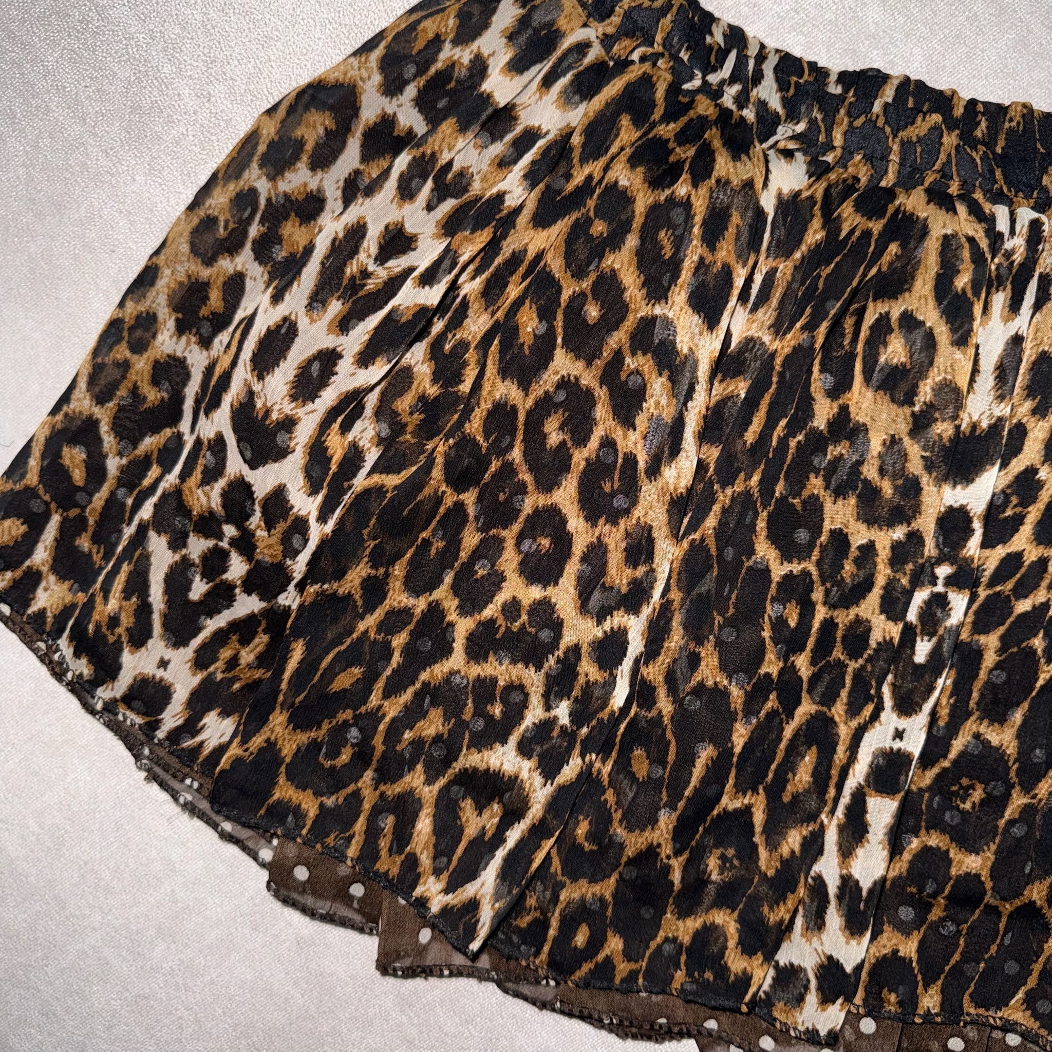Double-Sided Polka Dot Leopard Skort