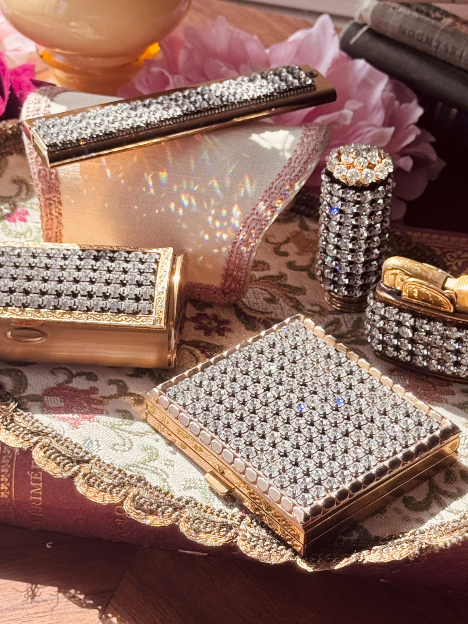 C.a. 1950s Sparkling Rhinestone-Studded Vanity Set of 4 or 5(MT2667)