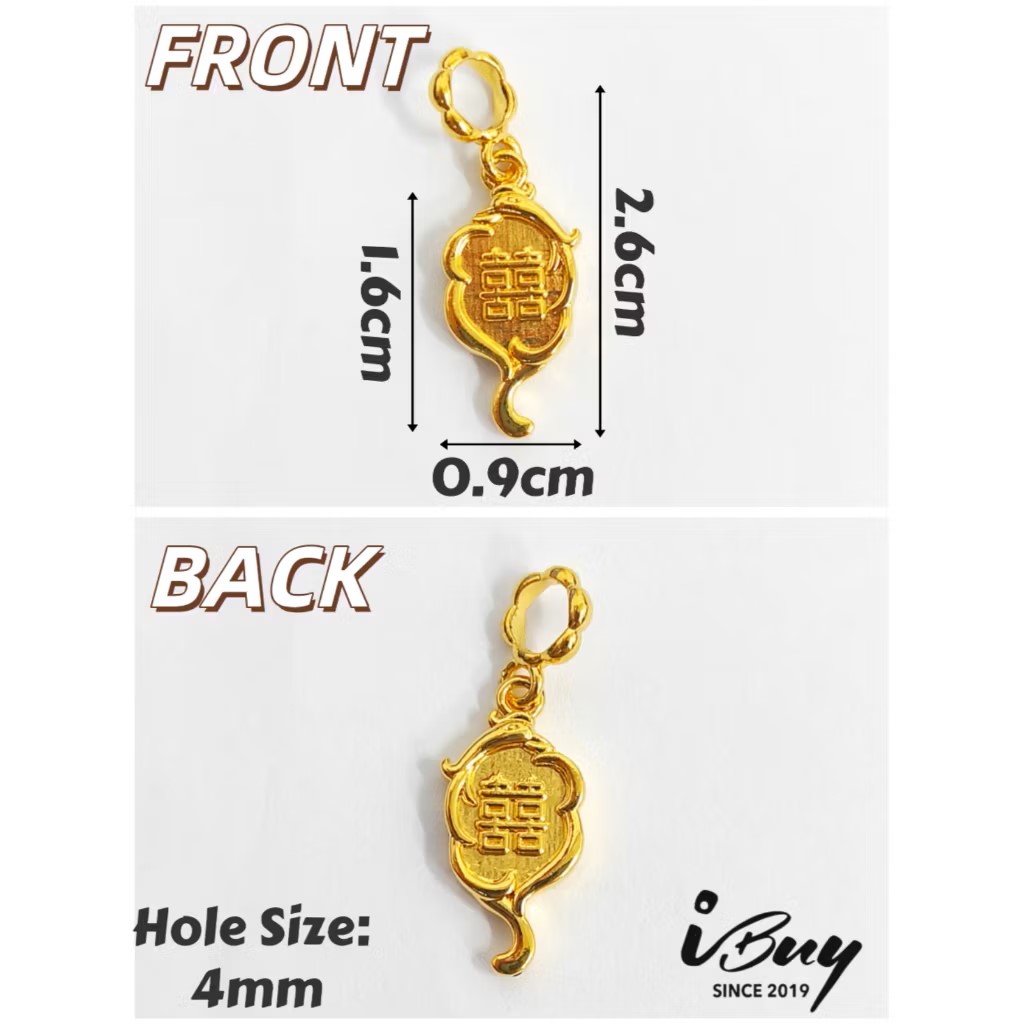 916 HARD GOLD WEDDING JOY ABACUS/ COMB/ SCISSORS/ MIRROR/ SHOE/ RUYI/ BASKET/ RULER CHARM BEAD 916 硬金  囍 算盘/ 梳子/ 剪刀/ 镜子/ 鞋子/ 如意/ 金斗/ 尺子串咀