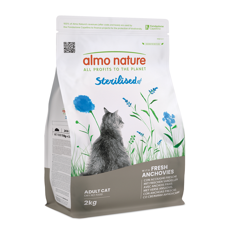 Almo Nature - 功能性系列 | 絕育配方 新鮮鯷魚 貓糧 2Kg