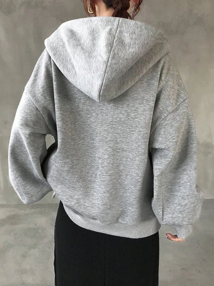 休閒抽繩連帽拉鍊外套