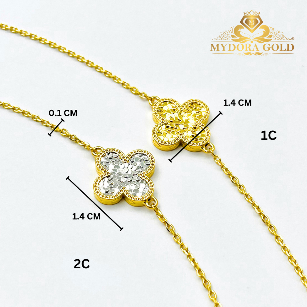 MYDORA Rantai Tangan Fesyen Sisik Clover l EMAS 916/22K