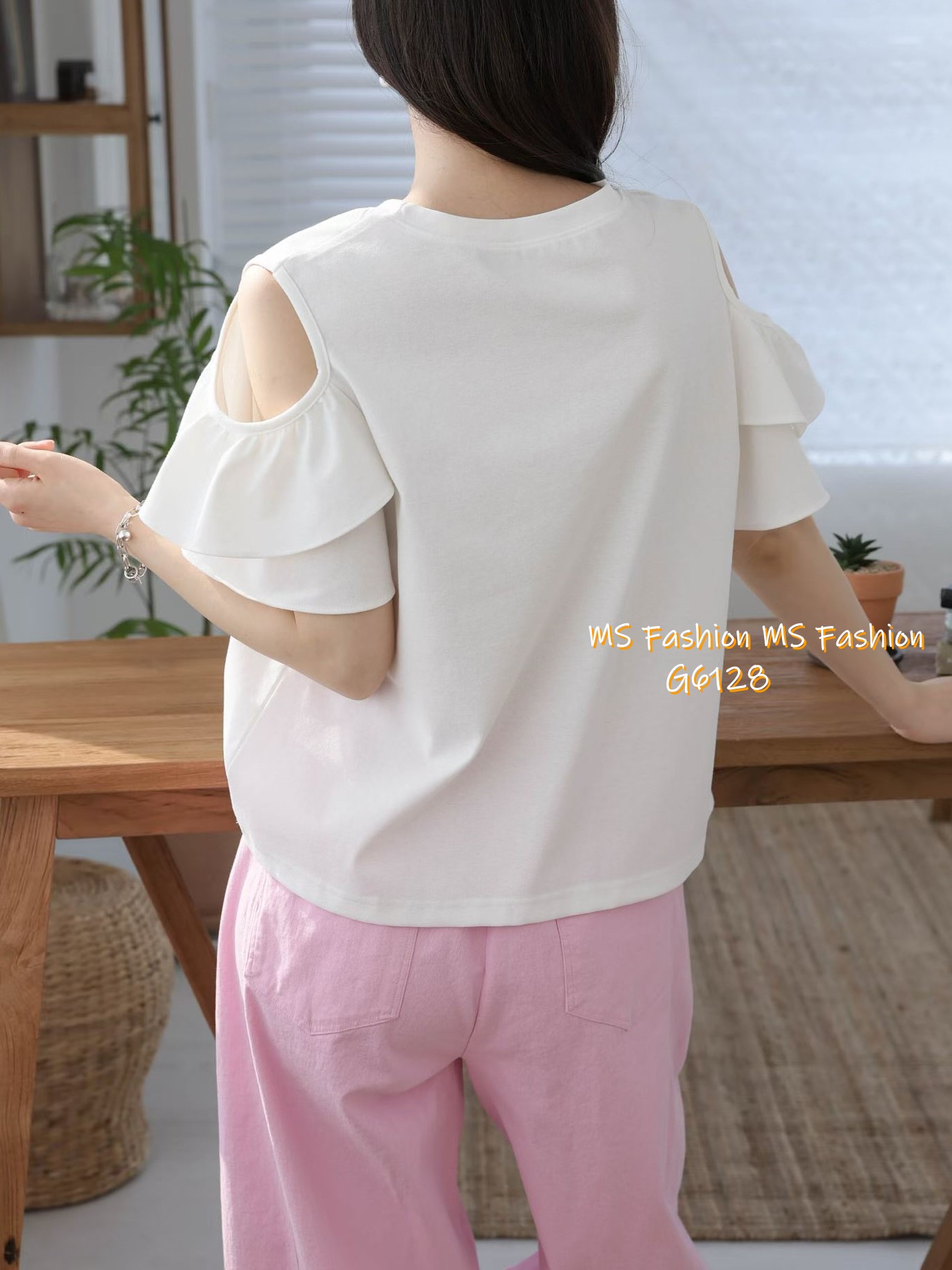 G6128 韓國🇰🇷靚print露肩top