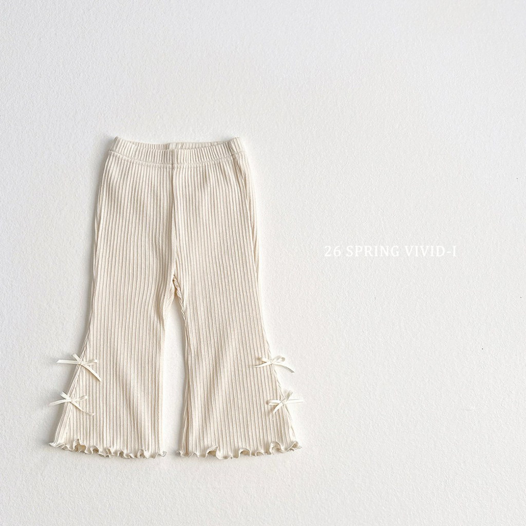 🌸預訂 韓國直送🌸🇰🇷VIVIDI三色絲帶羅紋花邊喇叭褲