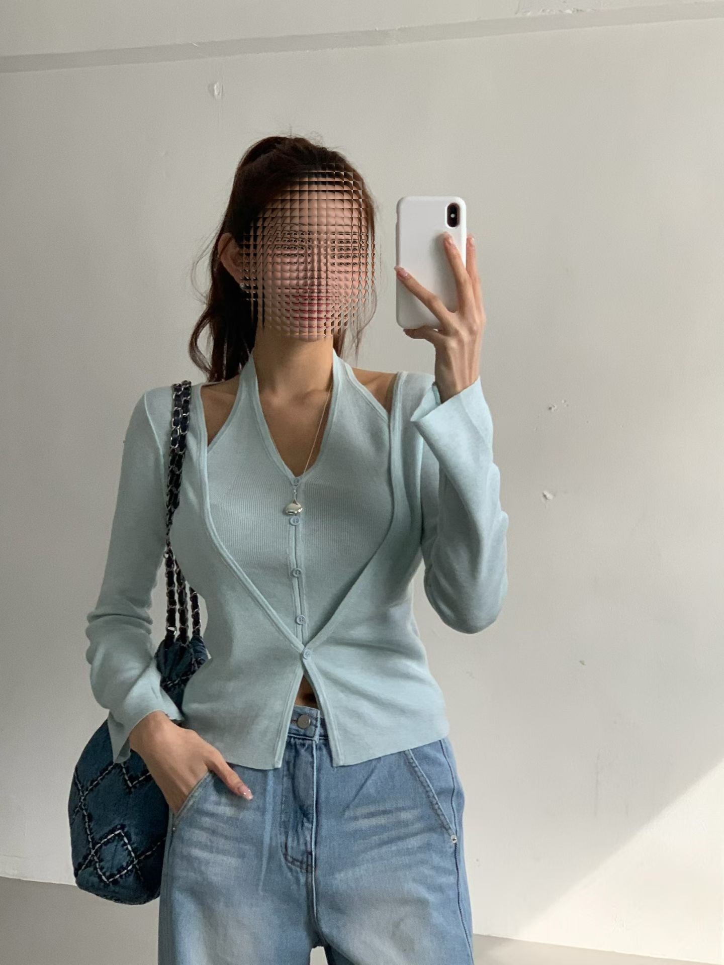 2 in 1 halter neck cardi top