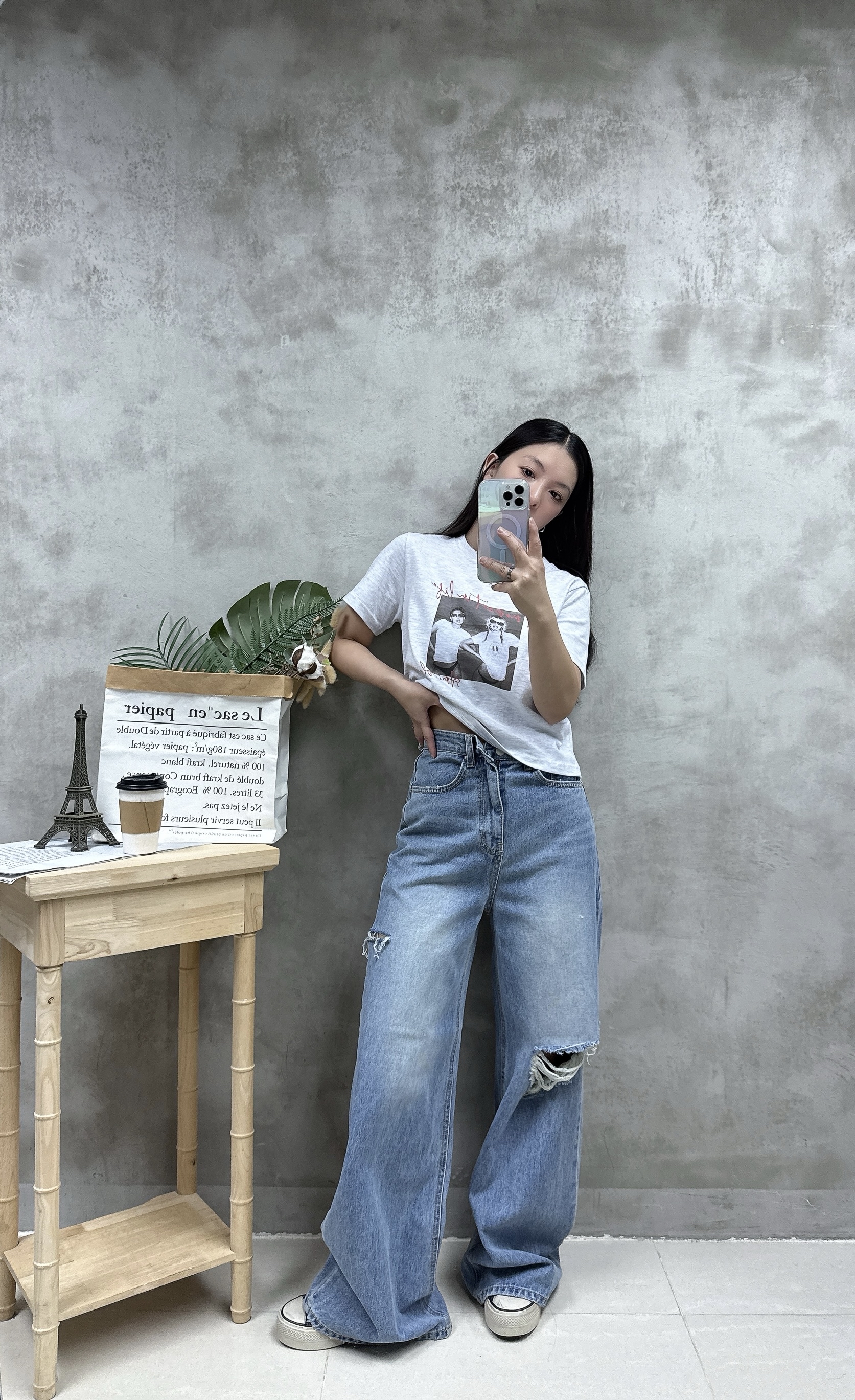 A14洗水print Tee