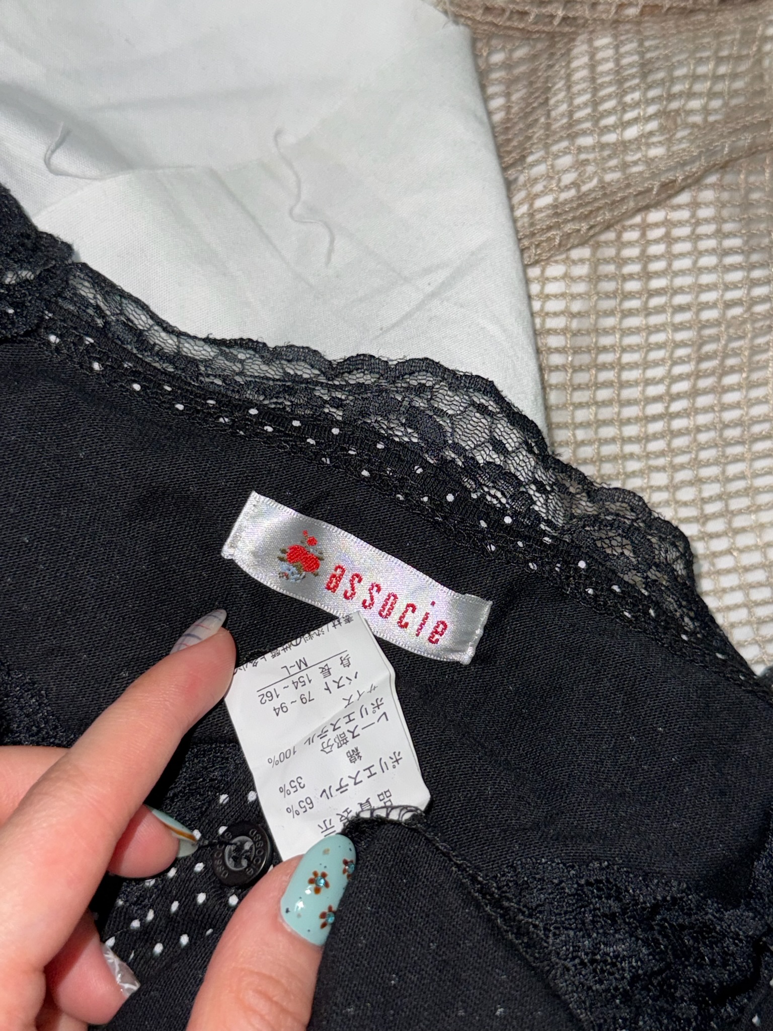 Polka Dot Square Neck Lace Patchwork Top with Bows