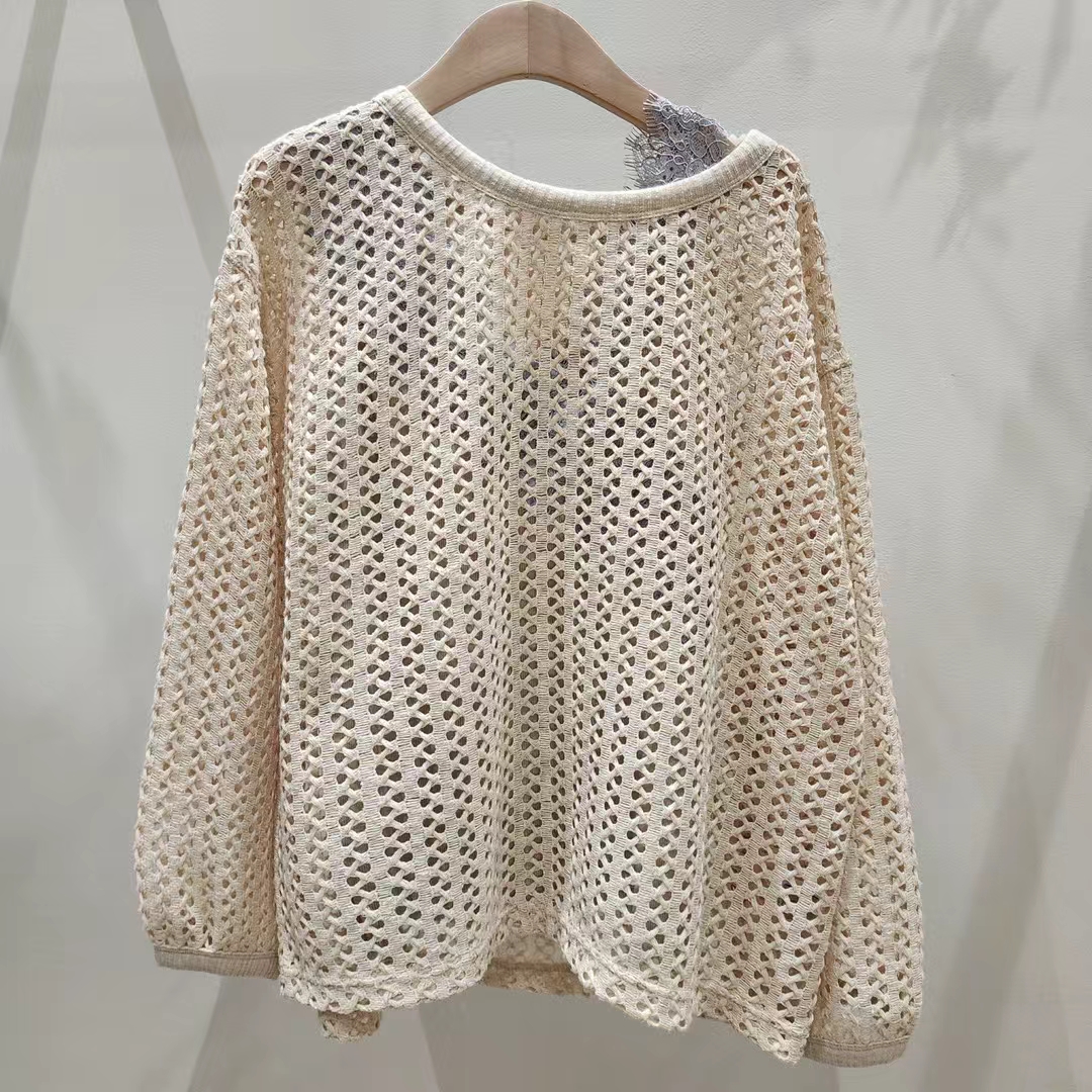 Loose Knit See-Through Pullover Top (Inner Layer Not Included) ‖ 宽松镂空圆领针织上衣 KR015972