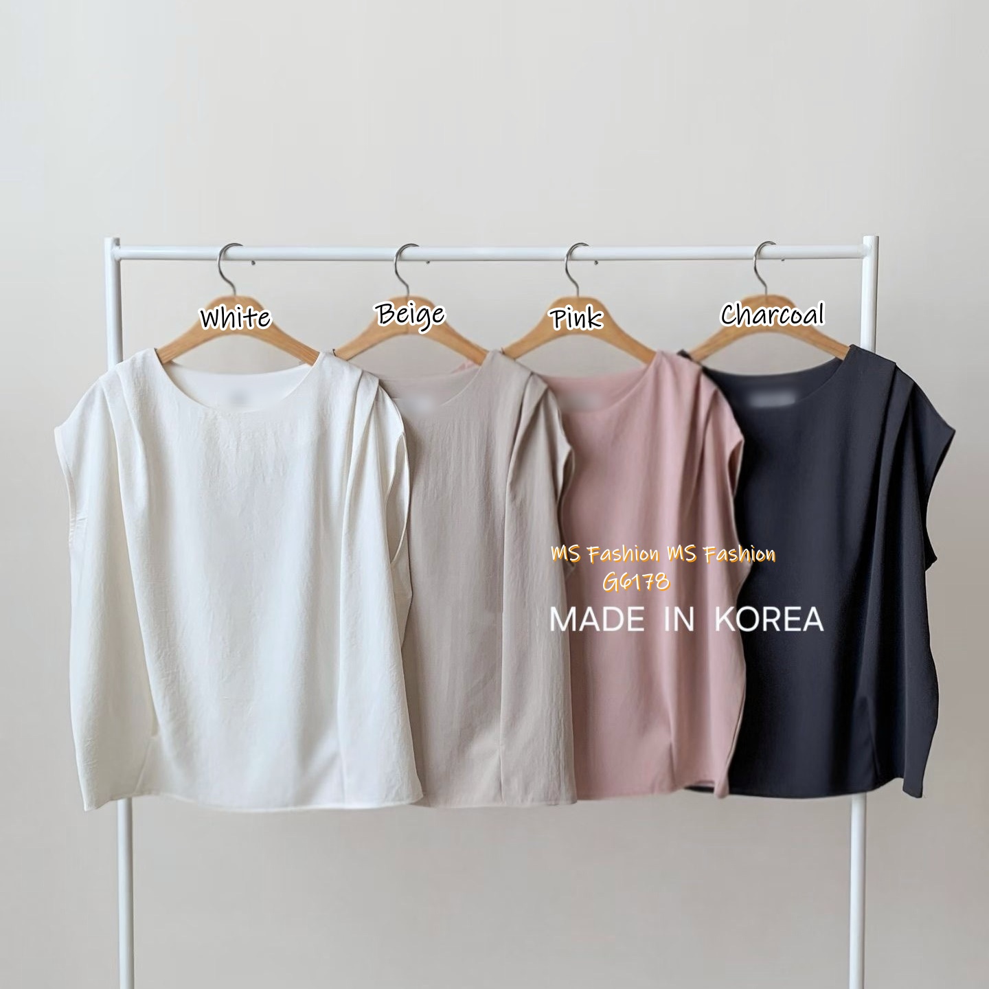 G6178 韓國🇰🇷靚料淨色打皺top