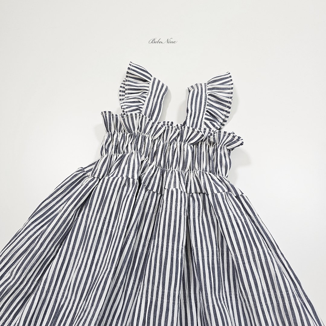 ☀️預訂 韓國直送☀️🇰🇷Bebenine兩色條紋荷葉邊吊帶連身裙