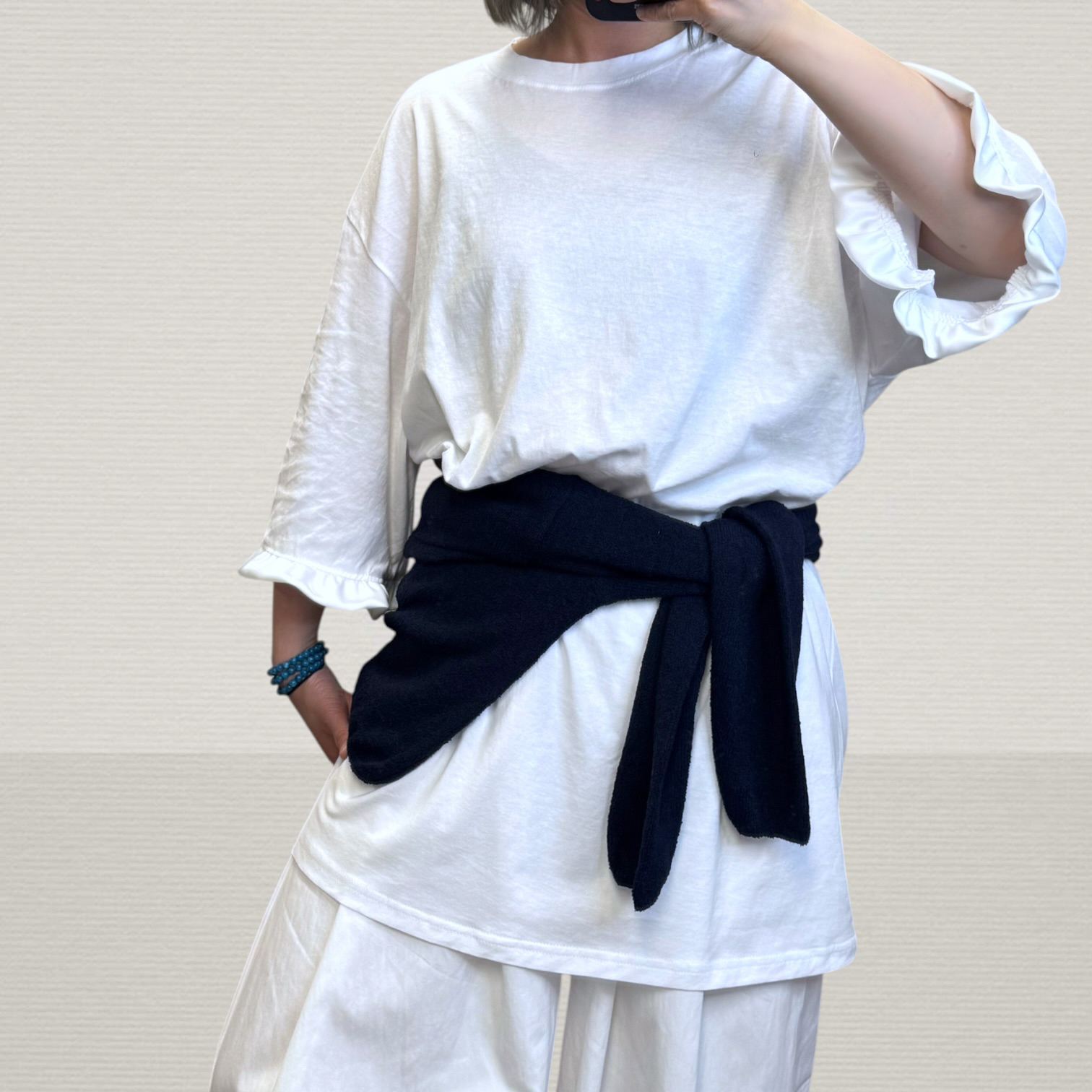 221102 ruff 手袖Tee  胸 118 Hip 116 長 80