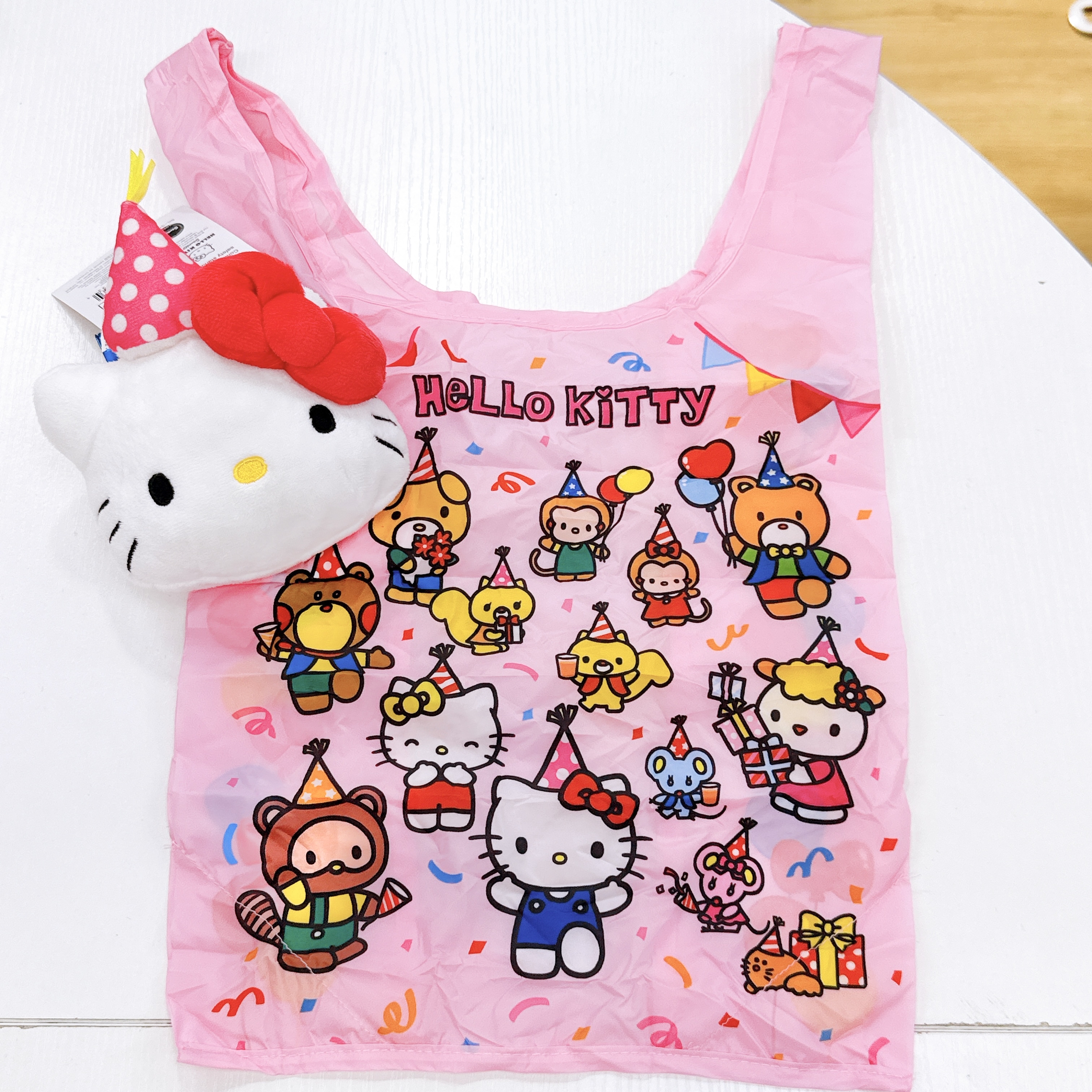 美版Hello Kitty公仔頭環保袋 連公仔頭收納掛包