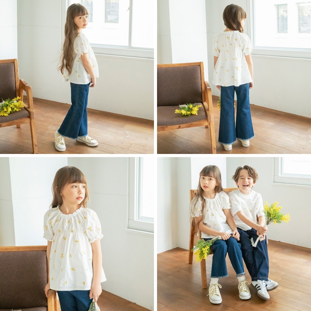 🆕【⭐訂購⭐】🇯🇵日本直送🌀花卉刺繡 泡泡袖 襯衫上衣［2款選］🌀[ELBA-0154]