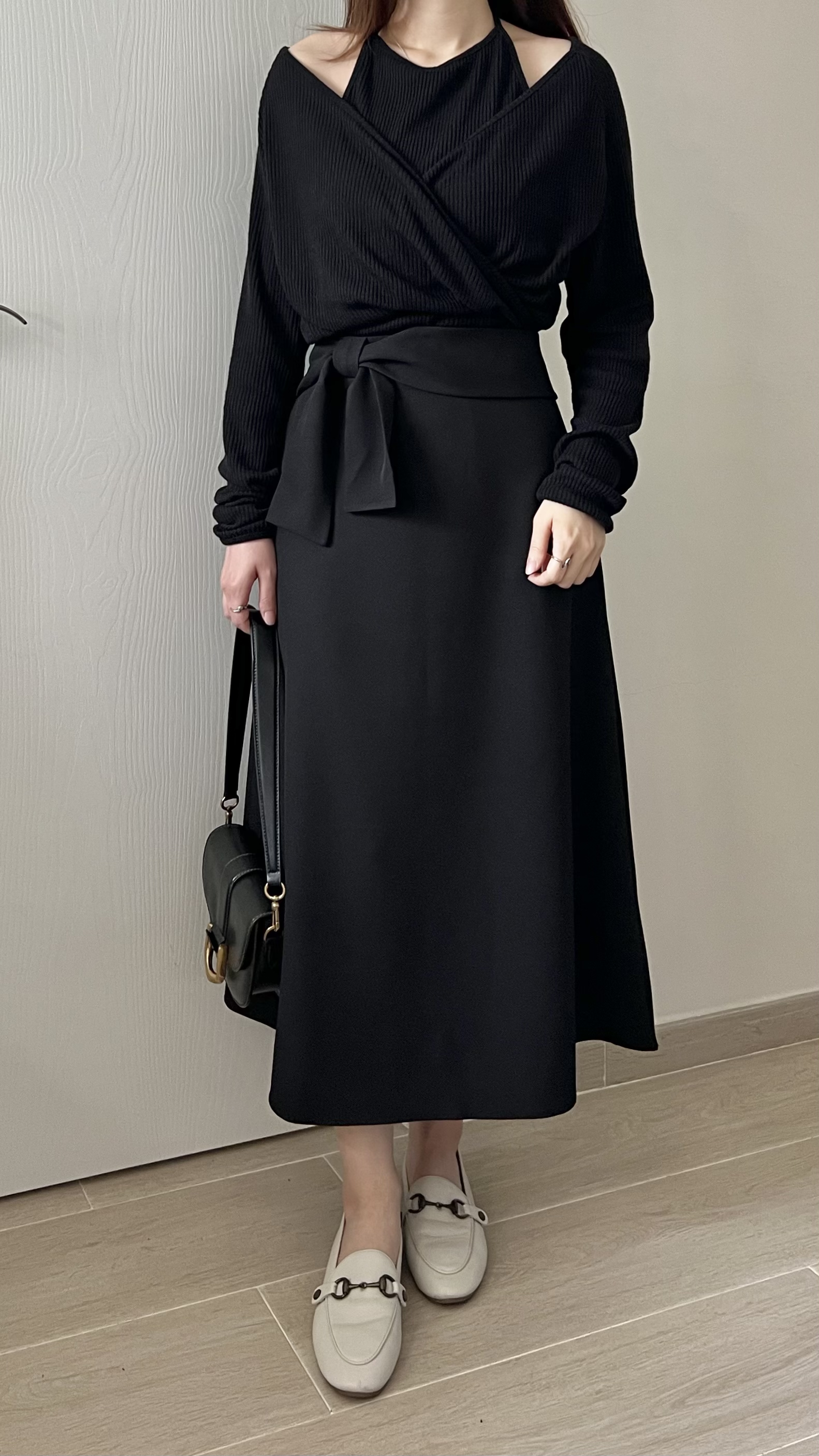 高貴優雅蝴蝶結長裙 修飾肚腩 