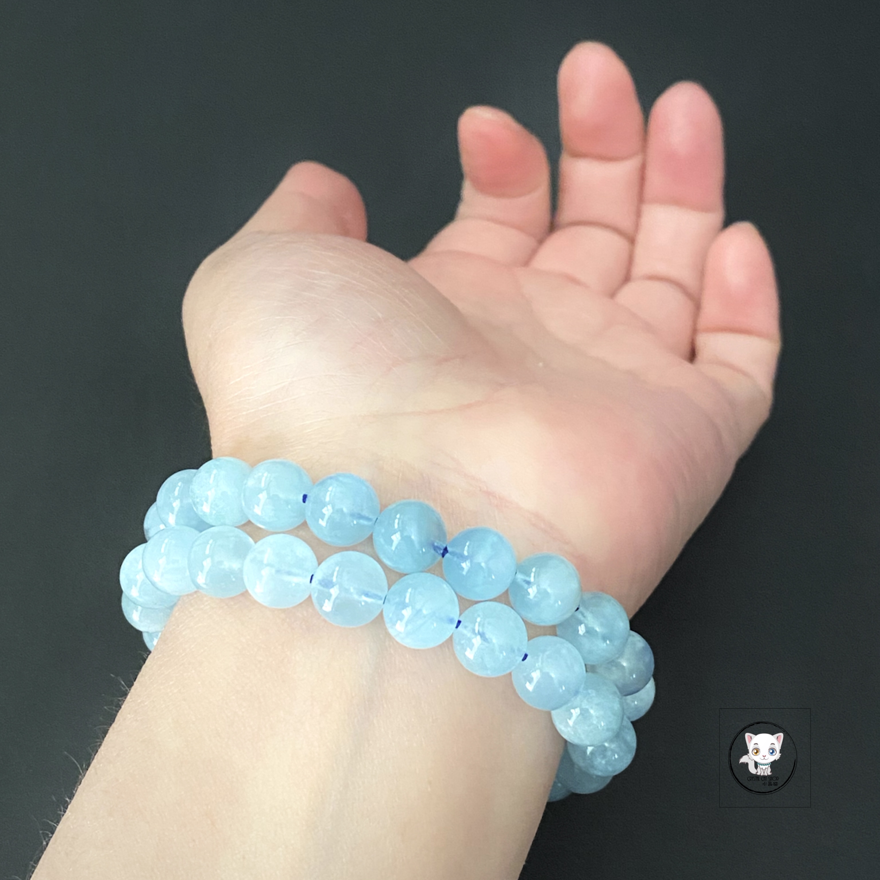 天然海藍寶手鏈 9mm