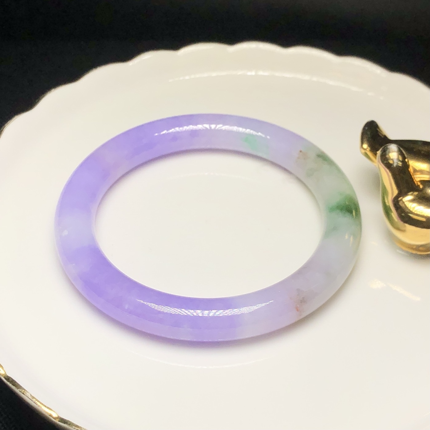 濃色正紫飄翠春彩圓鐲53.32