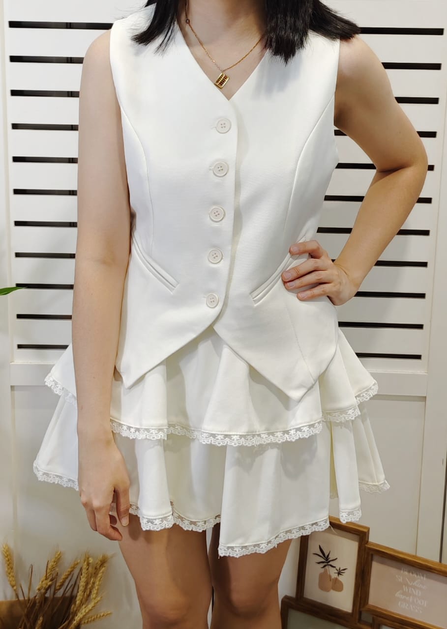 K5663 Vest Layeredcake Mini Skirt Set
