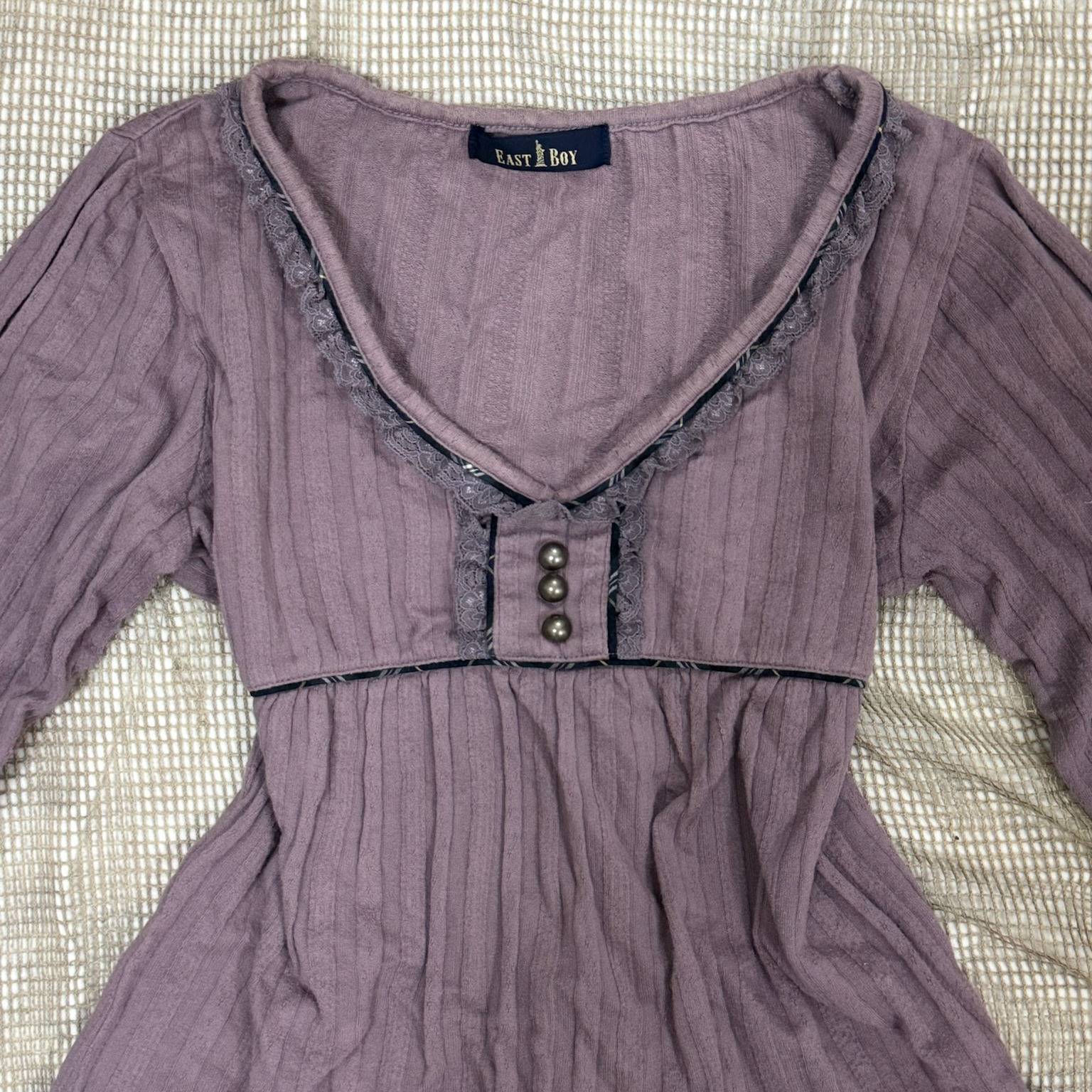 Lace Trim Henley Babydoll Top