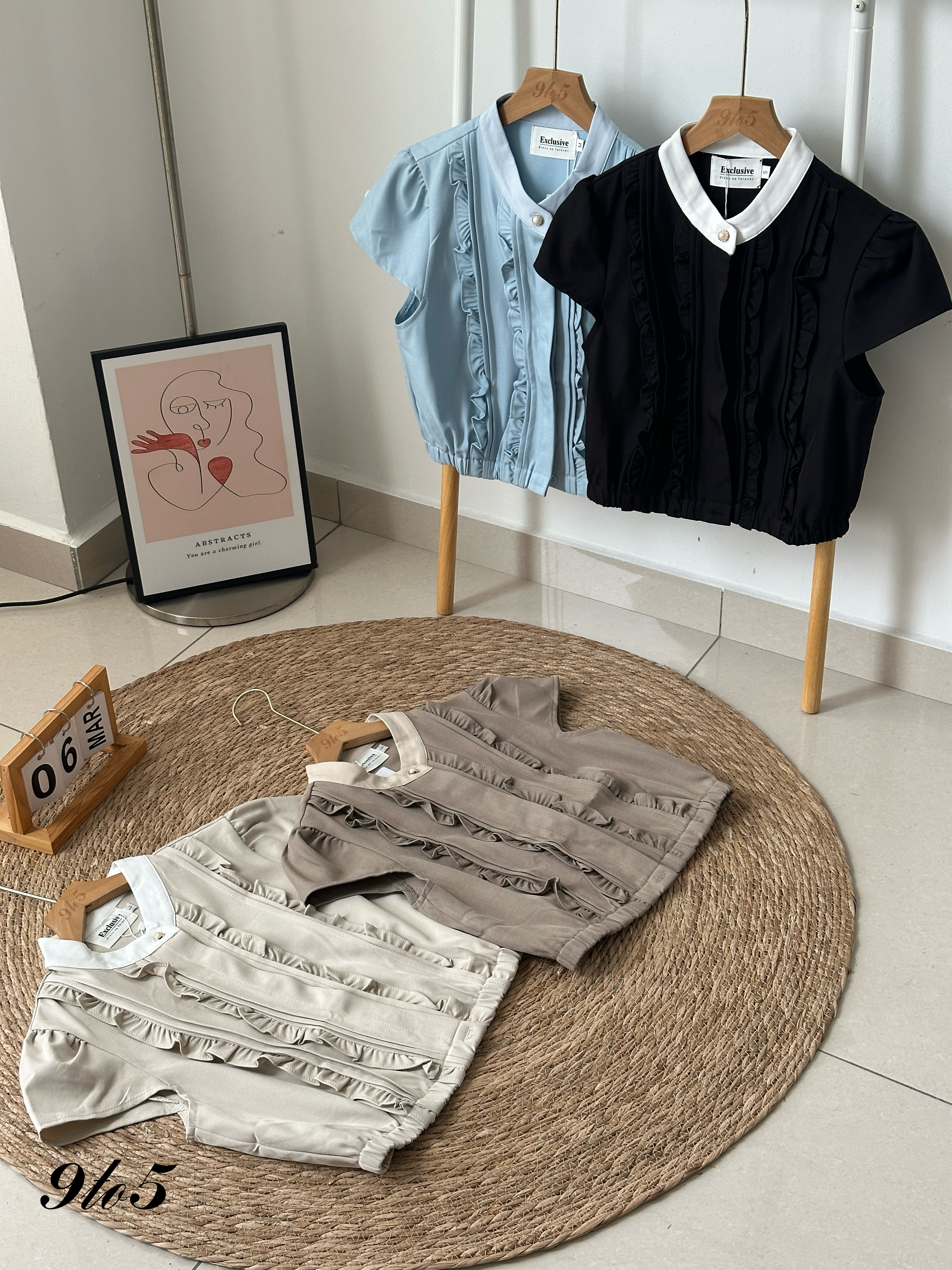 T4001 Puff Sleeve Collar Top - 4 Colors 