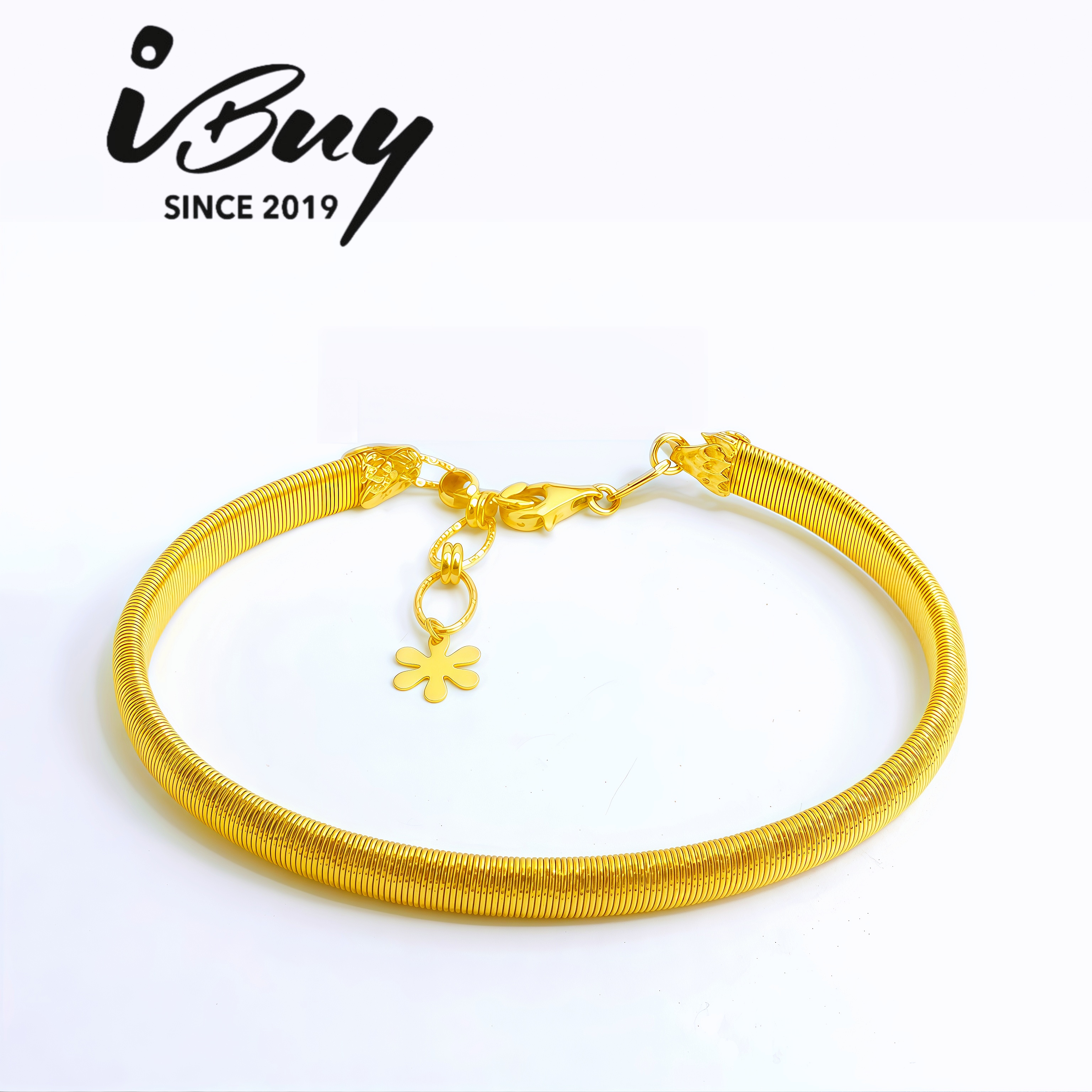 916 GOLD 5MM HALP ROUND ITALY WIRE BANGLE 916 金 5MM半圆身细密线圈手镯