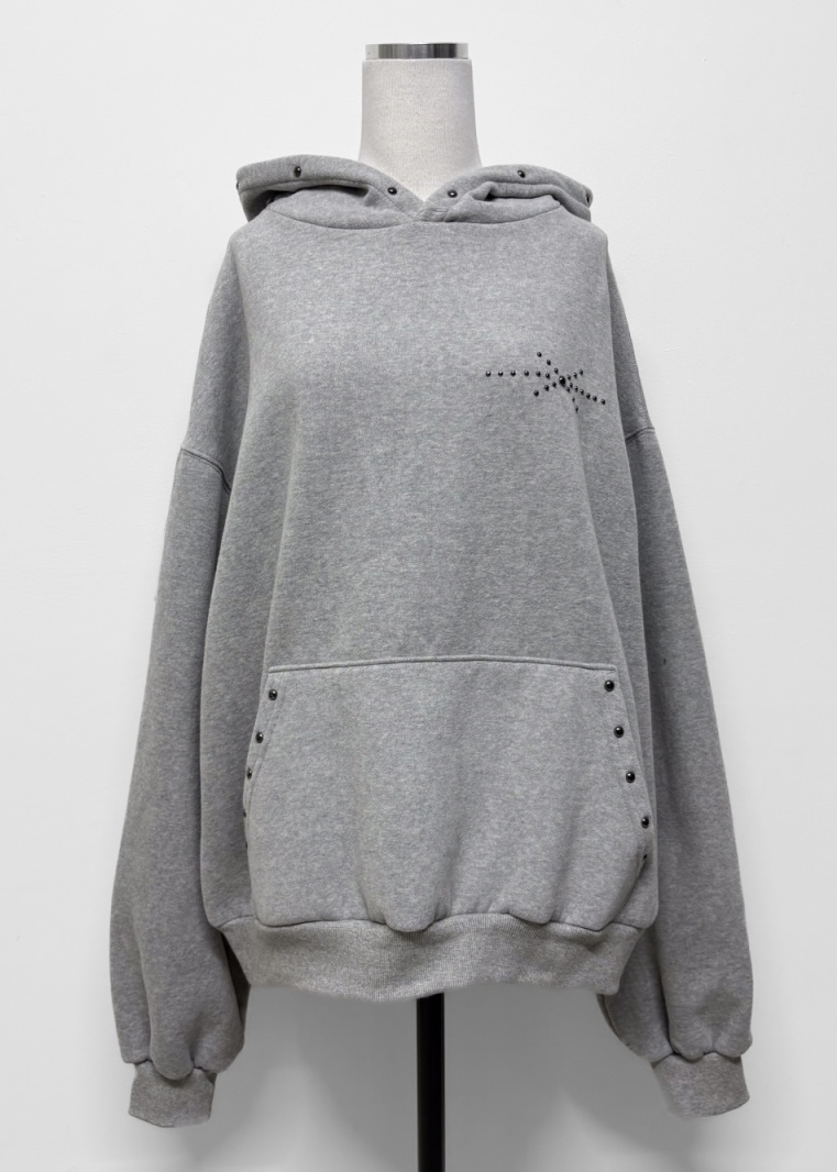 Studded Oversized Fleece Hoodie