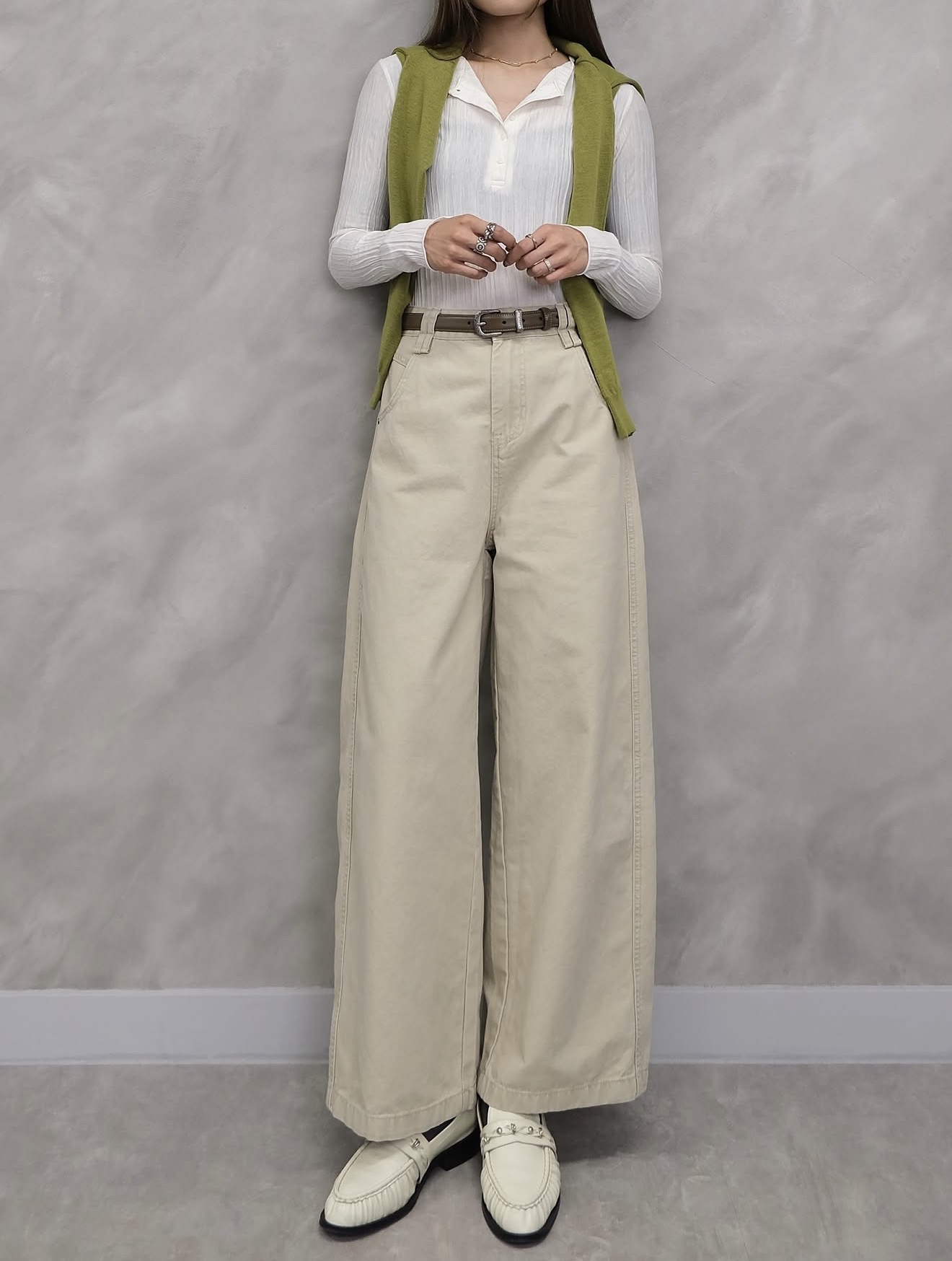 High-Waisted Wide-Leg Chino Pants #pt81