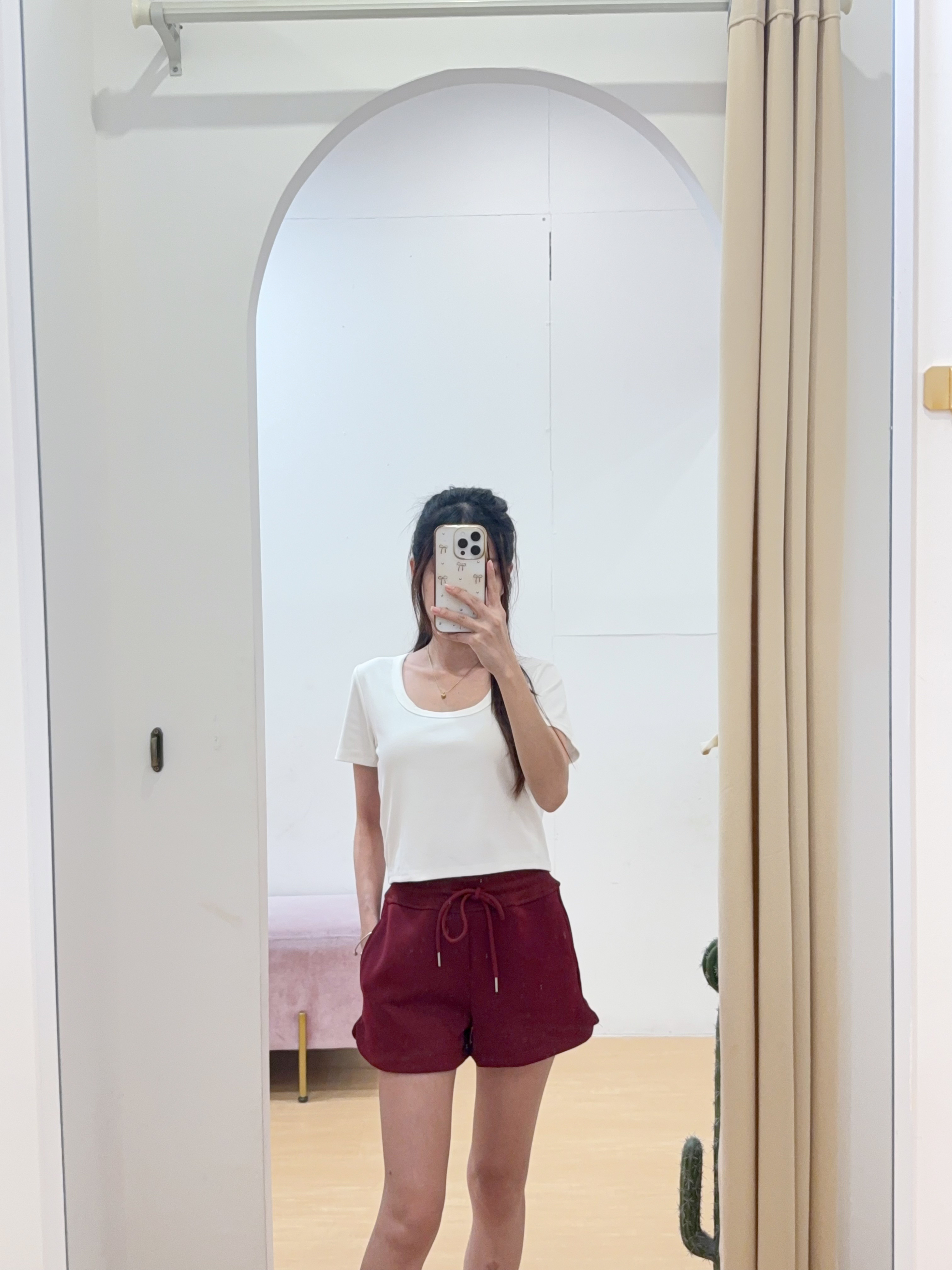 基础款U领纯棉短版上衣 R2964 