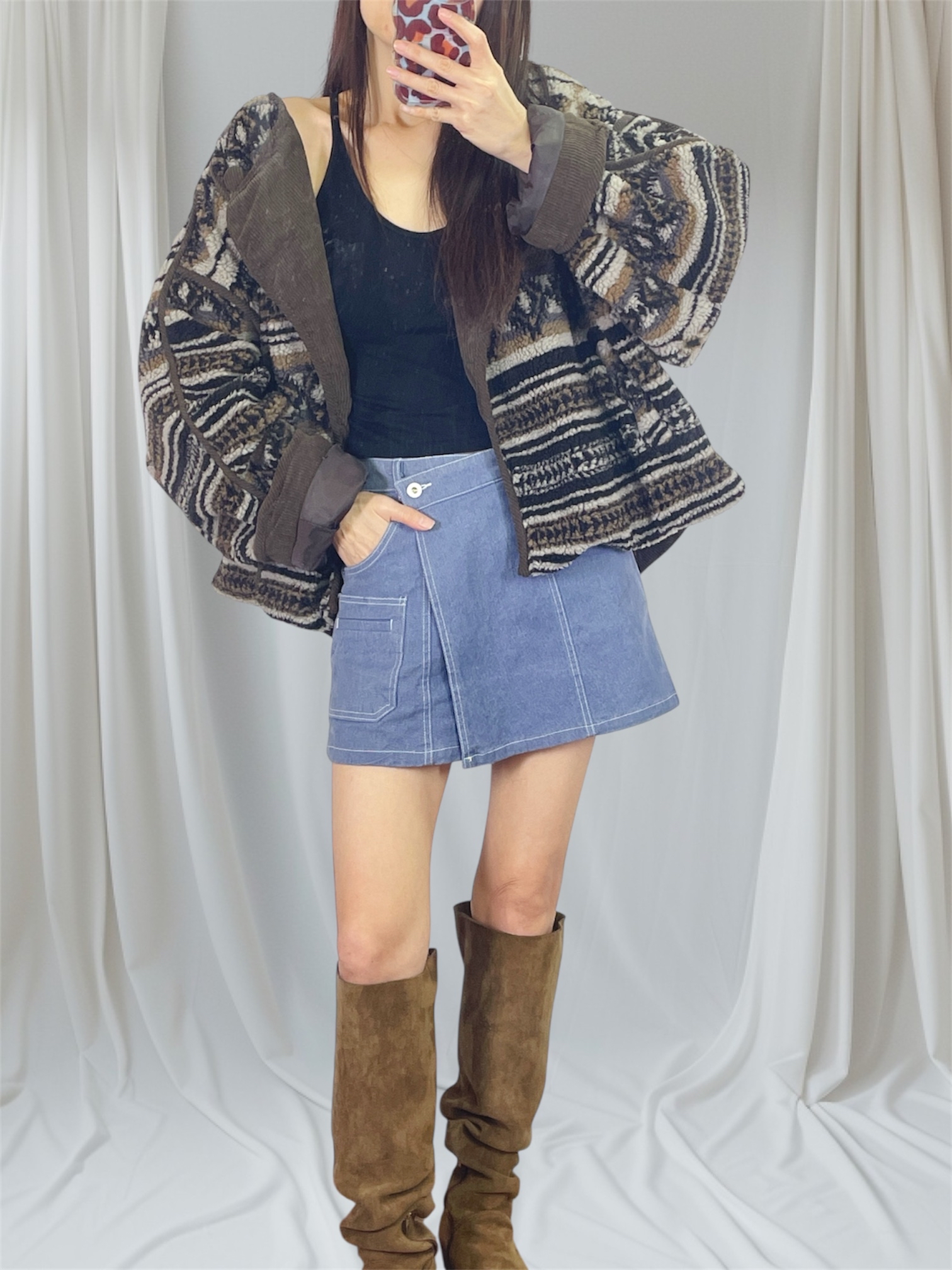 K5547 民族花羊羔毛外套