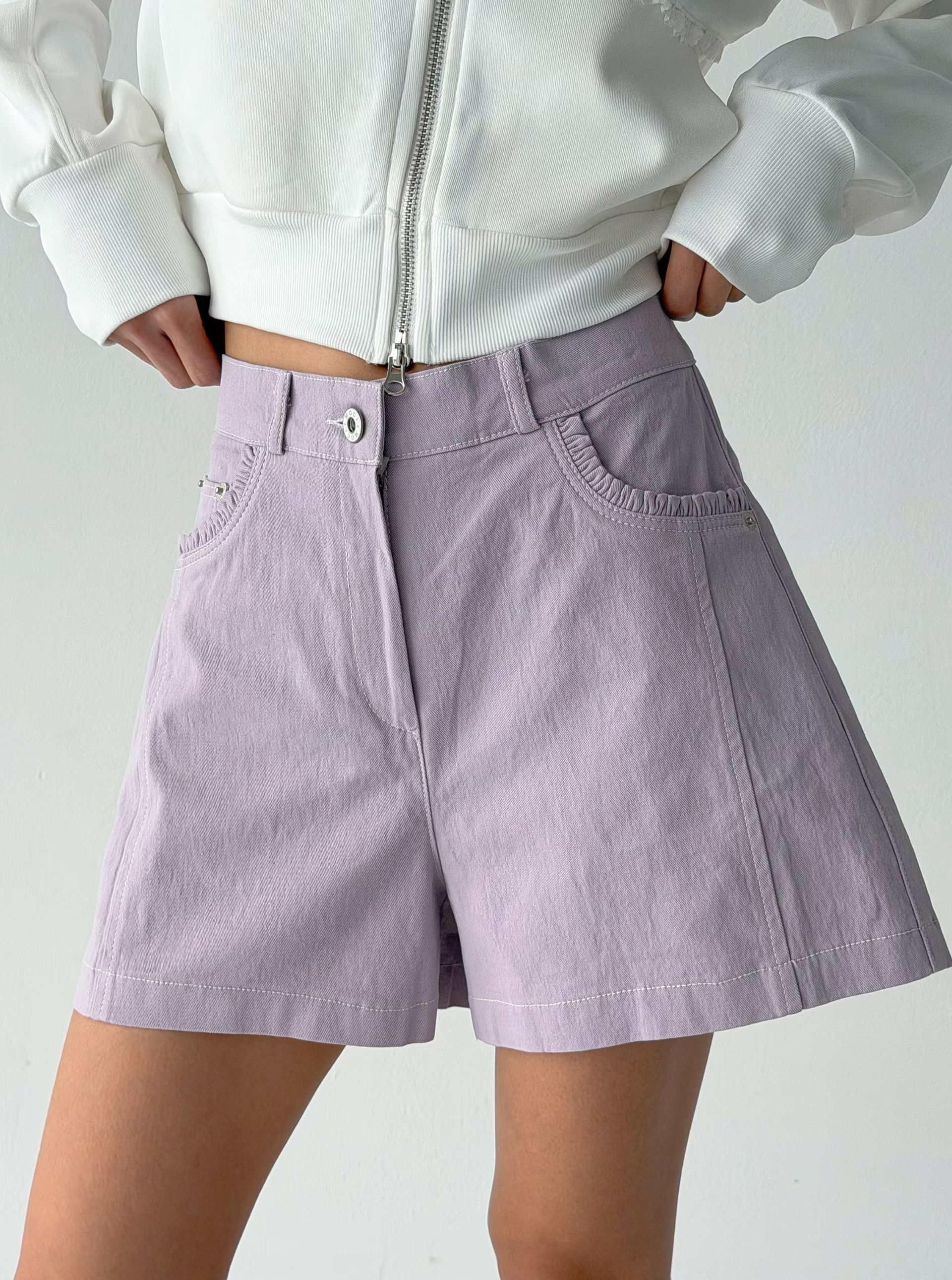 Moci 靚色扯布闊腿短褲