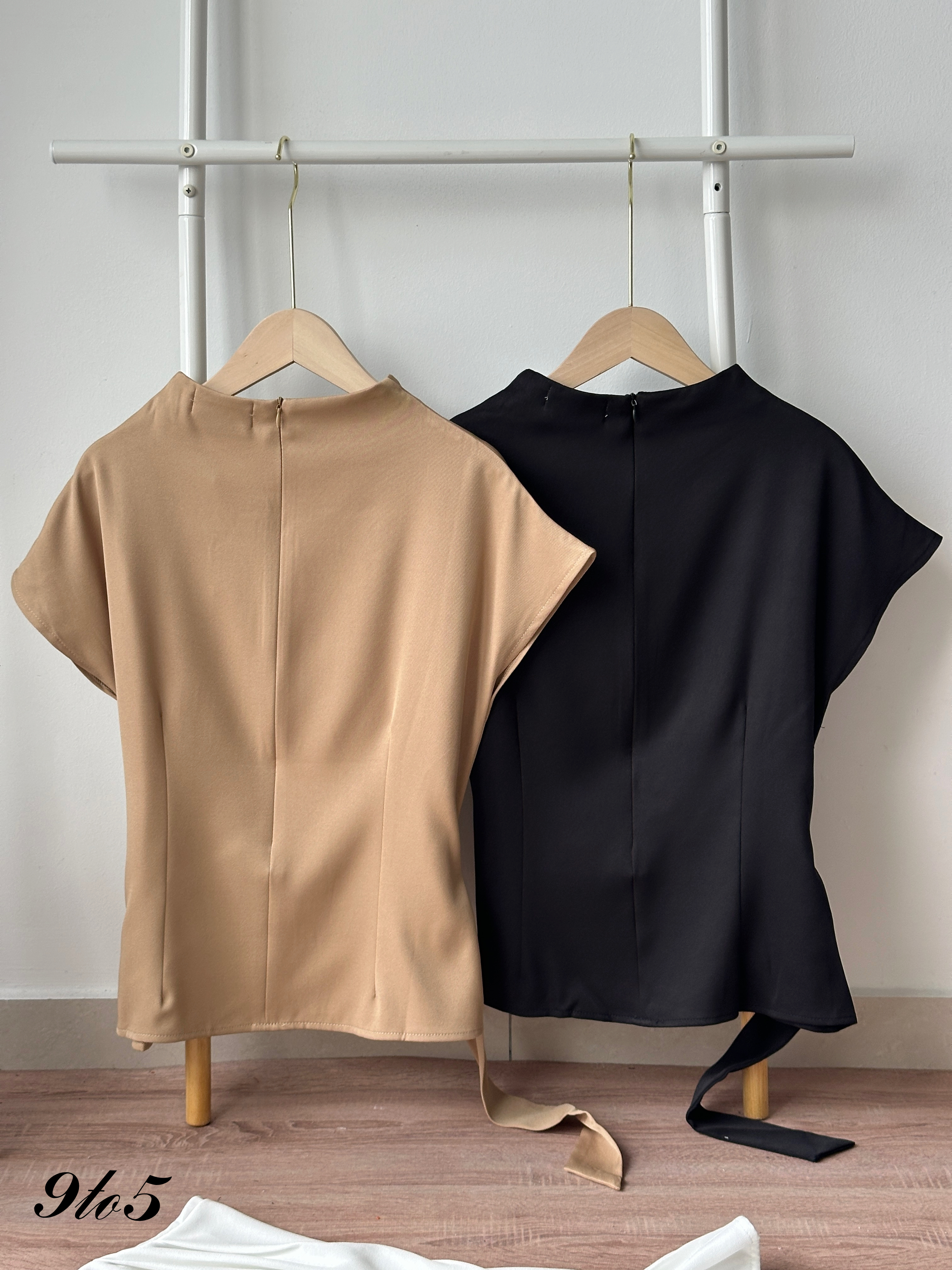 T4426 Mock Neck Tie-Waist Top - 3 Colors 