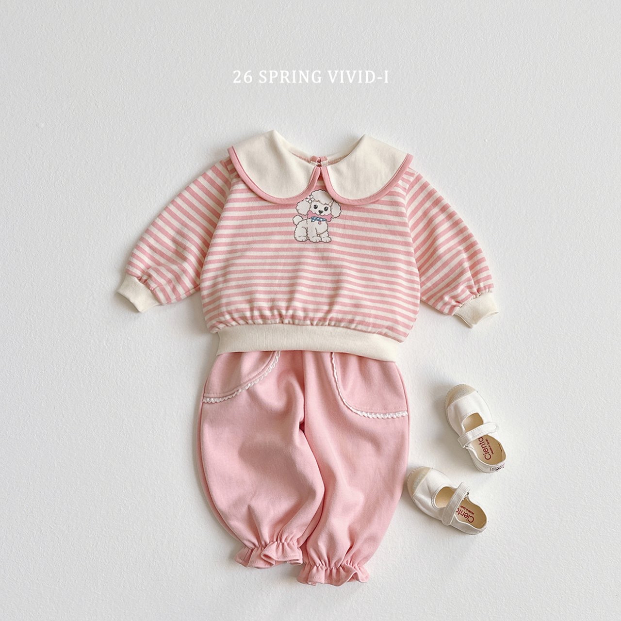 🌸預訂 韓國直送🌸🇰🇷VIVIDI兩色小狗印花翻領寬鬆衛衣