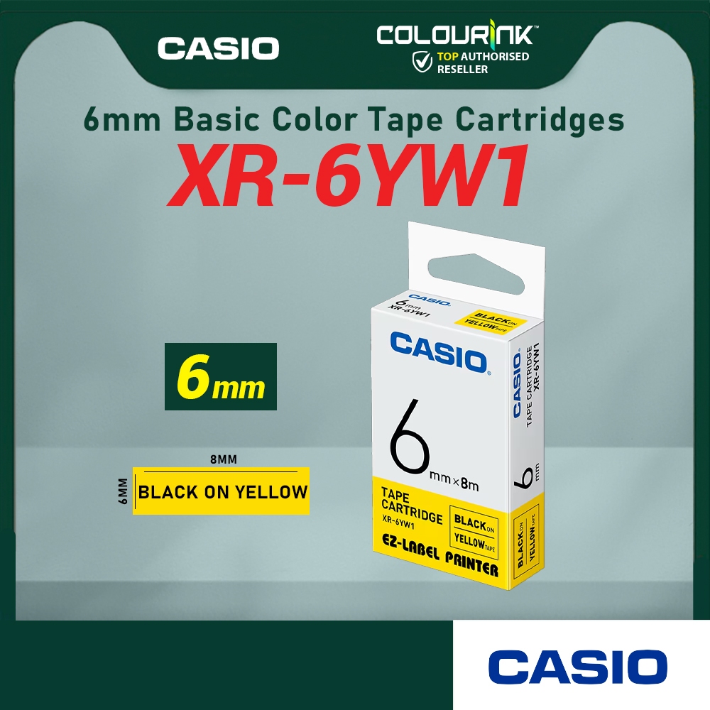 CASIO ORIGINAL GENUINE 6MM EZ LABEL TAPE FOR  KL-120 KL-130 KL-820 KL-60 KL-HD1 KL-8400 KL-G2